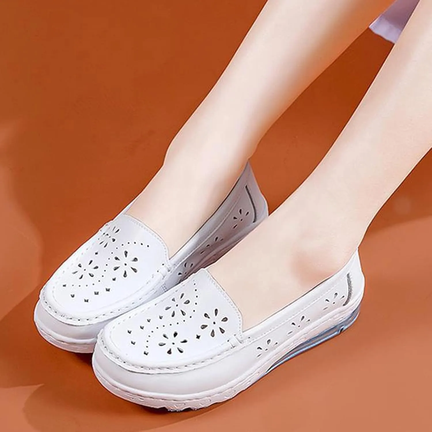 White Healthcare Nursing Shoes Women,Professional Comfortable Orthopedic Nurse Work Shoes,Breathable Soft Non-Slip Sole Loafers Food Service Chef Shoes,with Arch Support