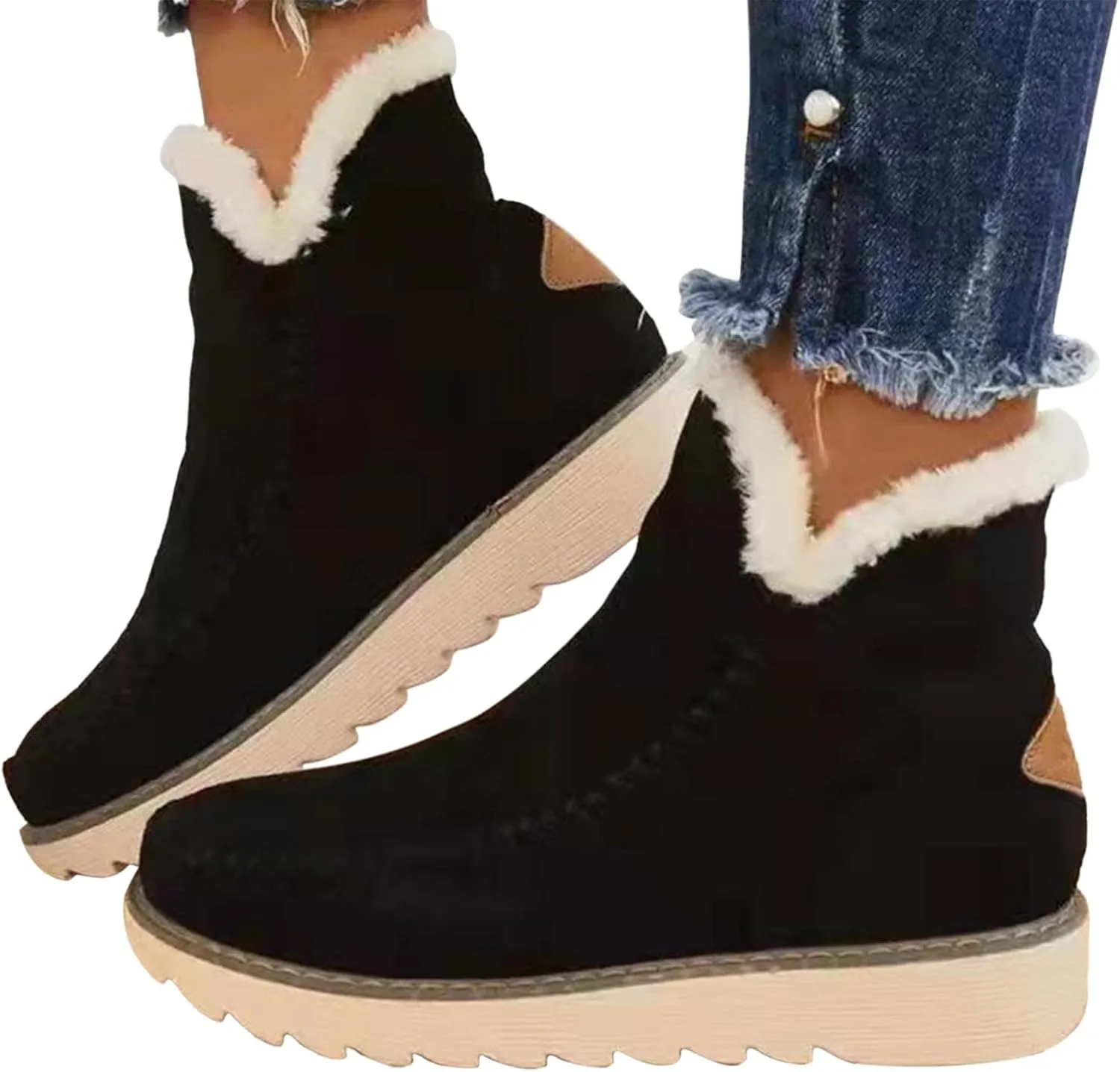 Wide Width Snow Boots for Women Plus Size Snow Boot Women Cute Women Winter Boots Fashion Wide Snow Boots for Women Botas De Invierno Para Mujer Elegantes Con Tacon