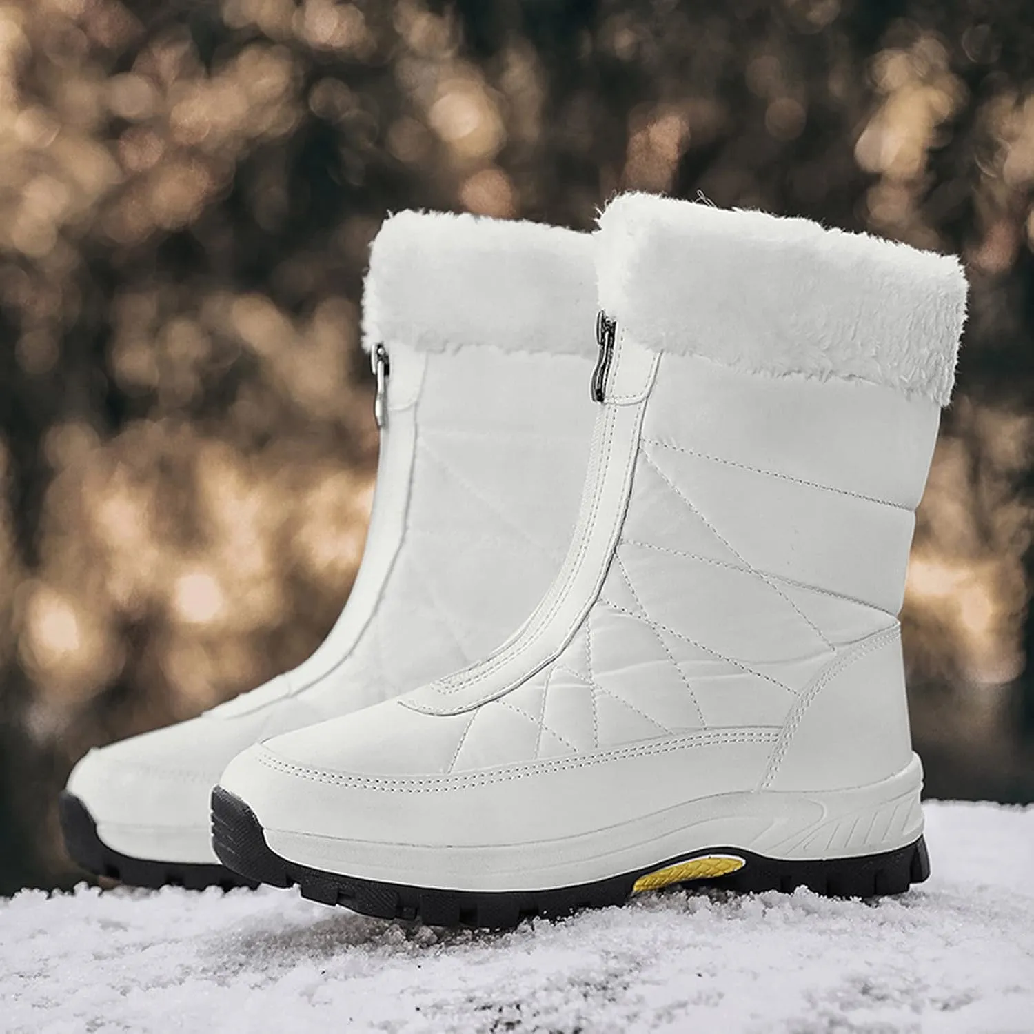 Winter Boots for Women Ankle Snow Booties Warm Fur Lined Winter Boots Anti Slip Lug Sole Waterproof Hiking Boots