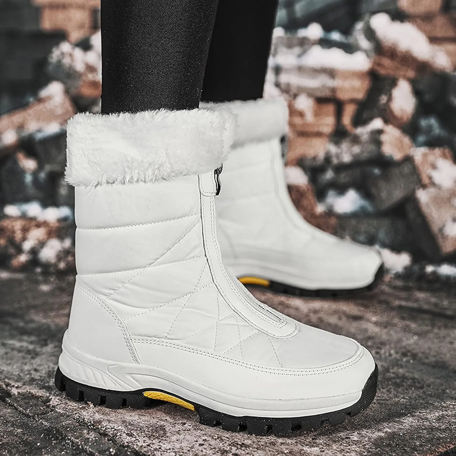 Winter Boots for Women Ankle Snow Booties Warm Fur Lined Winter Boots Anti Slip Lug Sole Waterproof Hiking Boots