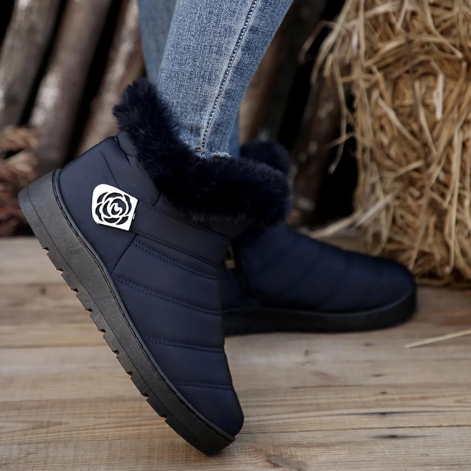 Winter Boots for Women Fur Lined Warm Winter Boots Ankle Booties Waterproof Snow Boots Slip On Boots