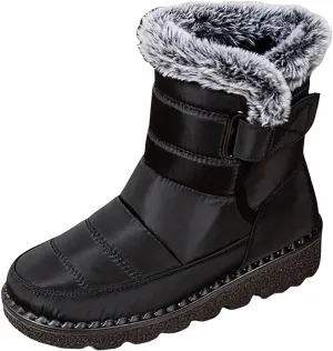 Winter Boots for Women Men Couple Warm Fur Lined Booties Non Slip Waterproof Flat Hook Loop Snow Boots