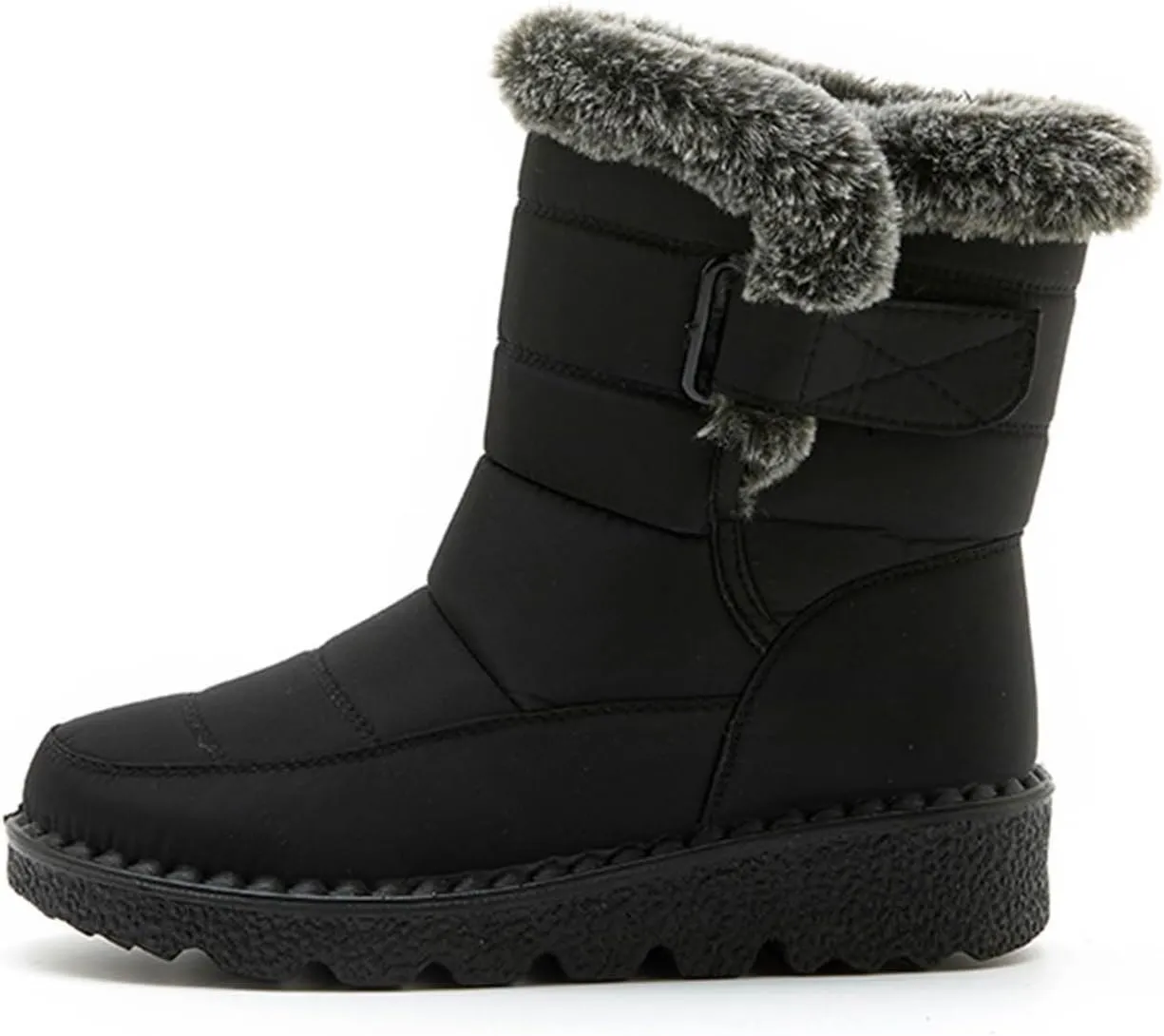 Winter Boots for Women Men Couple Warm Fur Lined Booties Non Slip Waterproof Flat Hook Loop Snow Boots