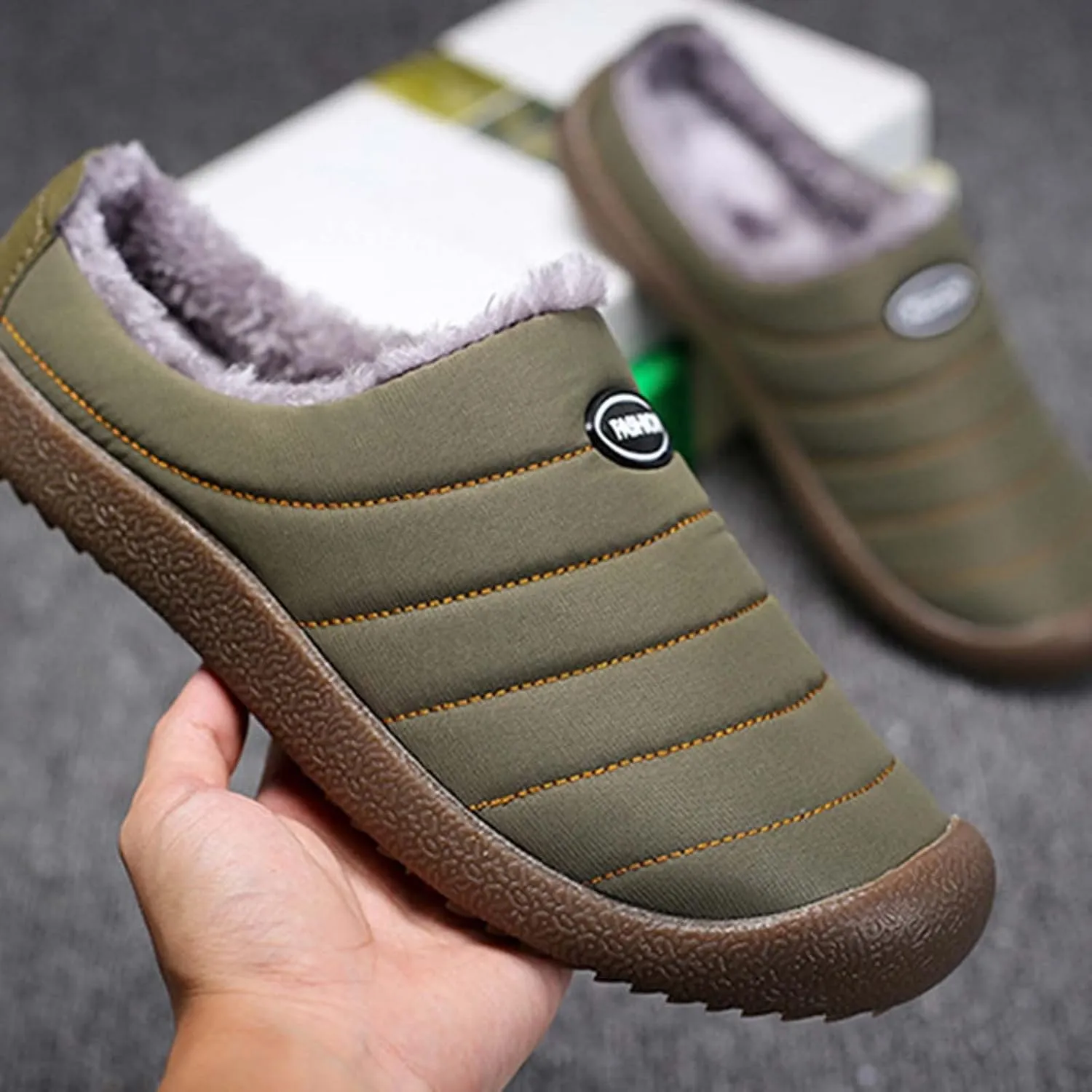 Winter Boots for Women Men Couple Warm Fur Lined Snow Boots Waterproof Slip On Lightweight Womens Boots Slippers