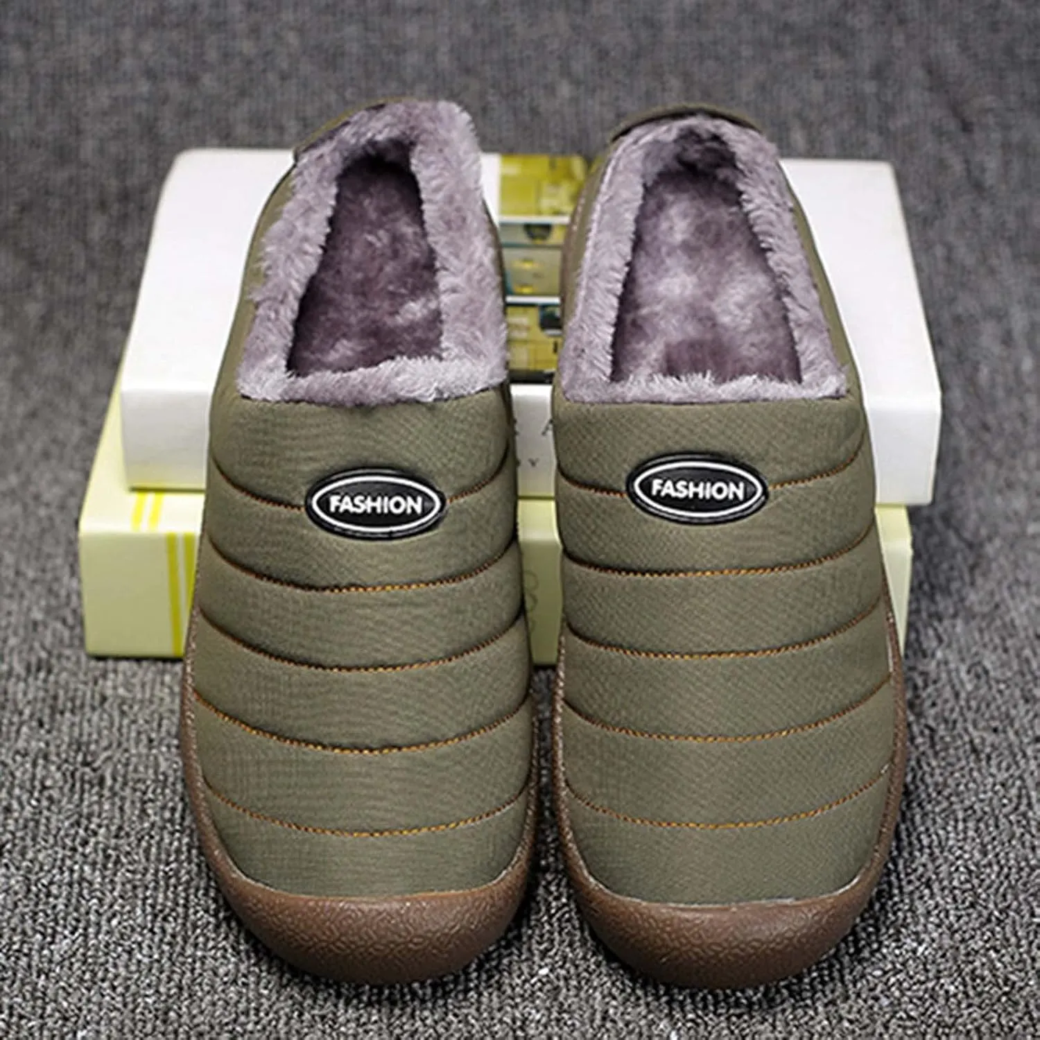 Winter Boots for Women Men Couple Warm Fur Lined Snow Boots Waterproof Slip On Lightweight Womens Boots Slippers