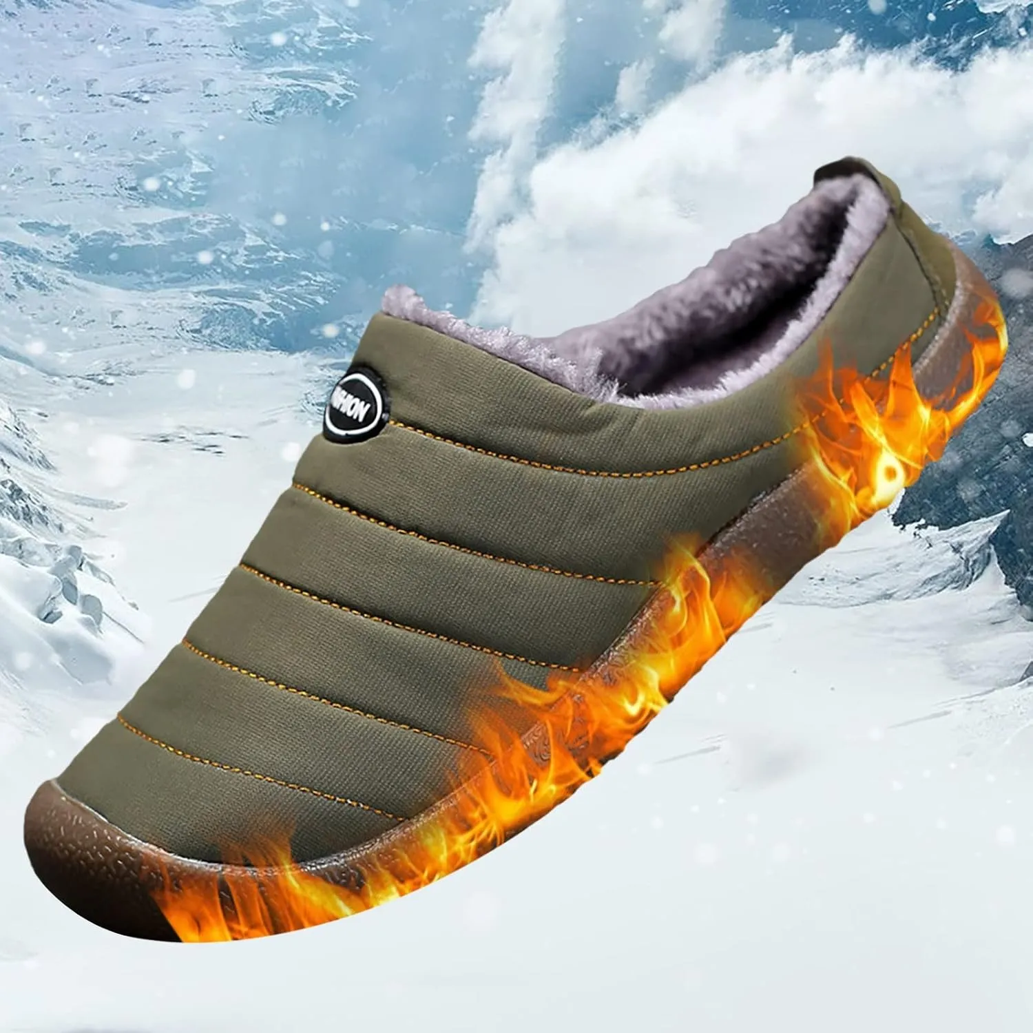Winter Boots for Women Men Couple Warm Fur Lined Snow Boots Waterproof Slip On Lightweight Womens Boots Slippers