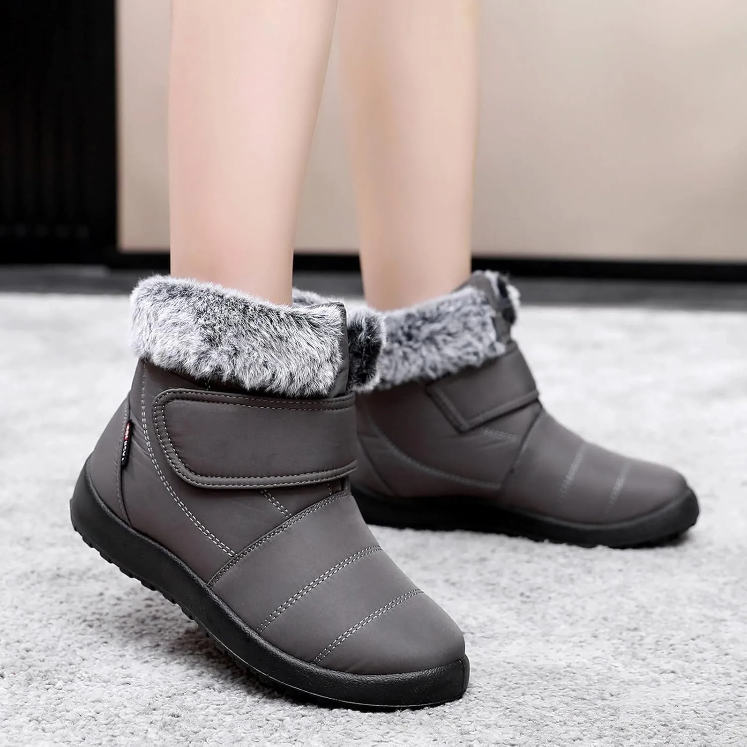 Winter Boots for Women Warm Fur Lined Boots Waterproof Non Slip Outdoor Boot Hook Loop Fashion Womens Booties