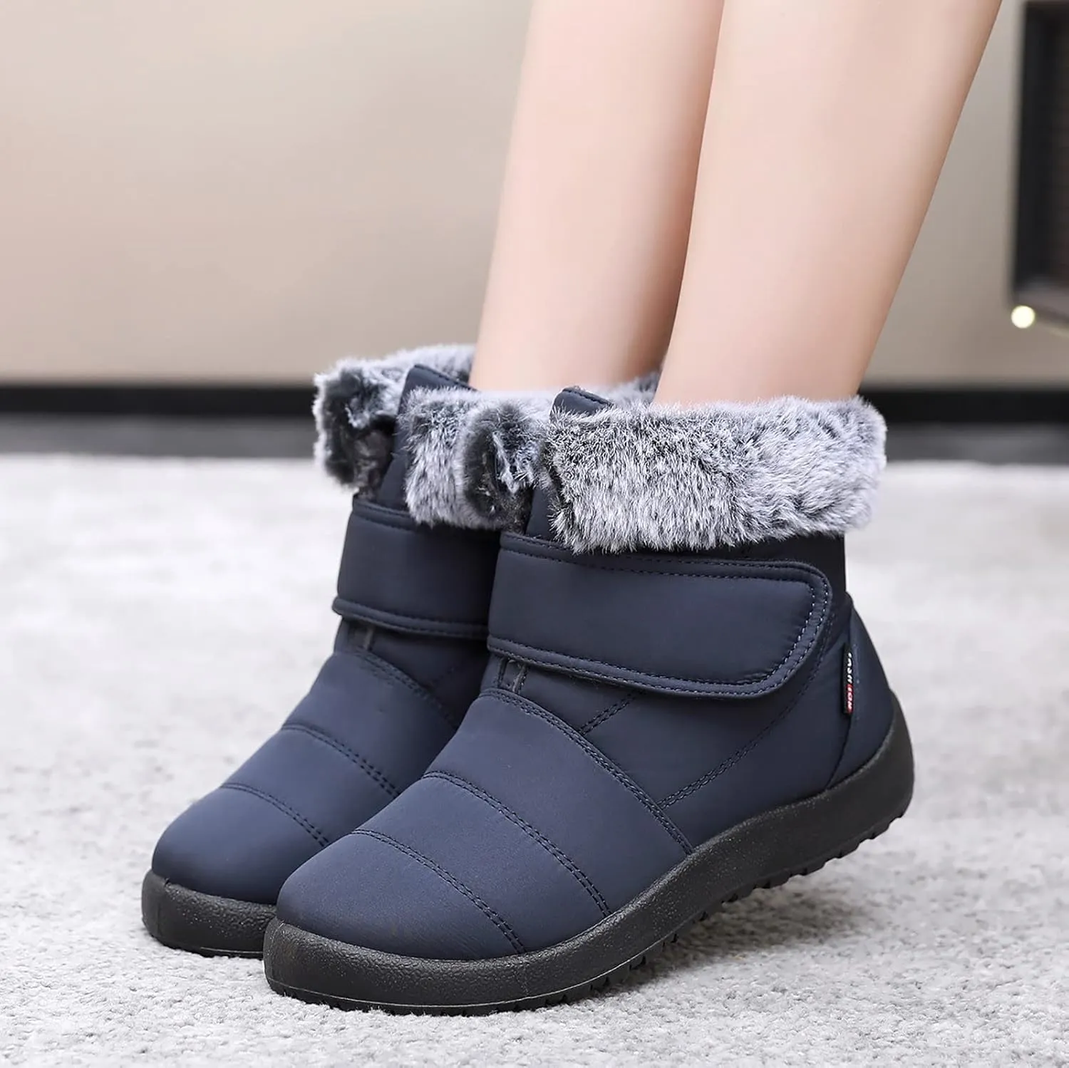 Winter Boots for Women Warm Fur Lined Boots Waterproof Non Slip Outdoor Boot Hook Loop Fashion Womens Booties