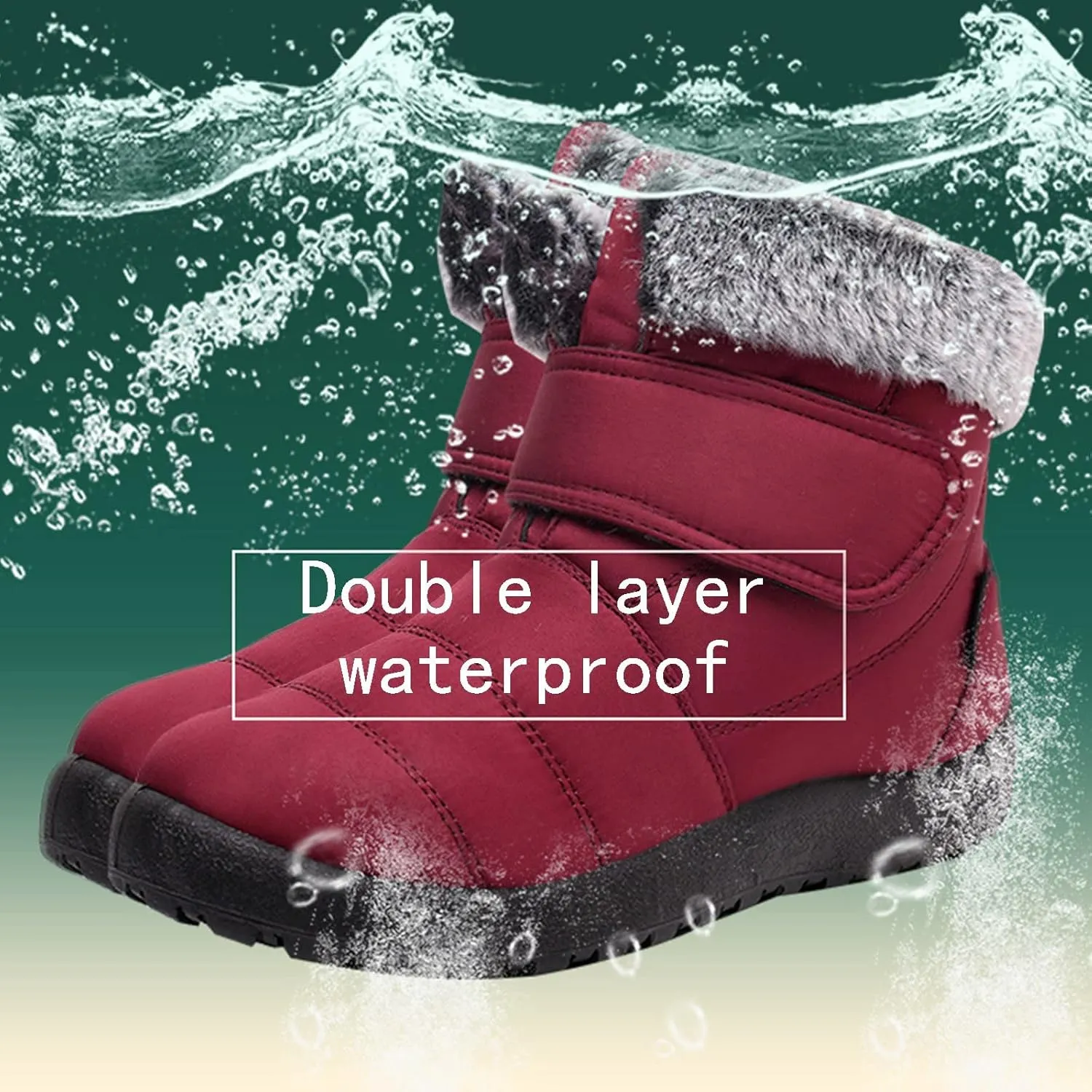 Winter Boots for Women Warm Fur Lined Boots Waterproof Non Slip Outdoor Boot Hook Loop Fashion Womens Booties