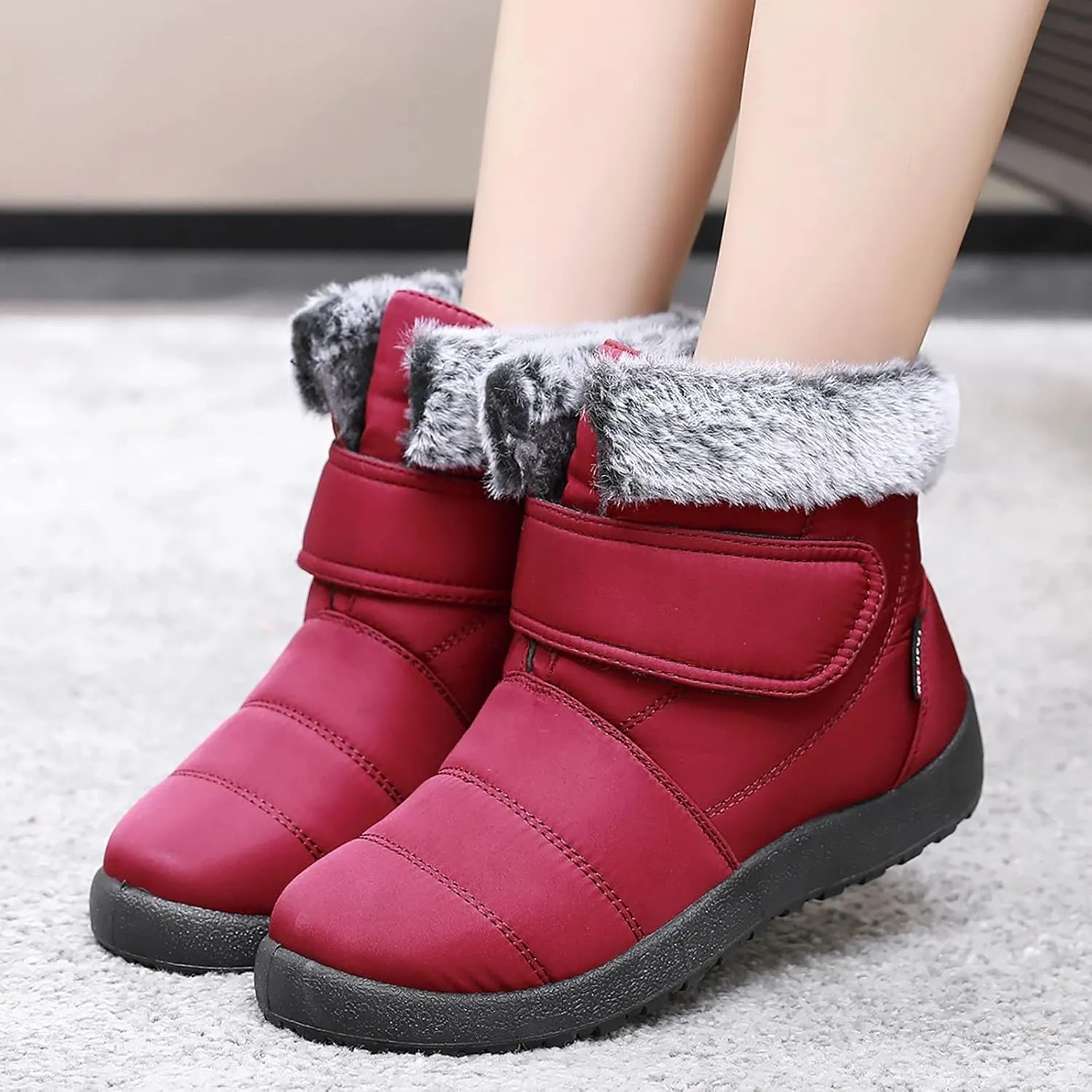 Winter Boots for Women Warm Fur Lined Boots Waterproof Non Slip Outdoor Boot Hook Loop Fashion Womens Booties
