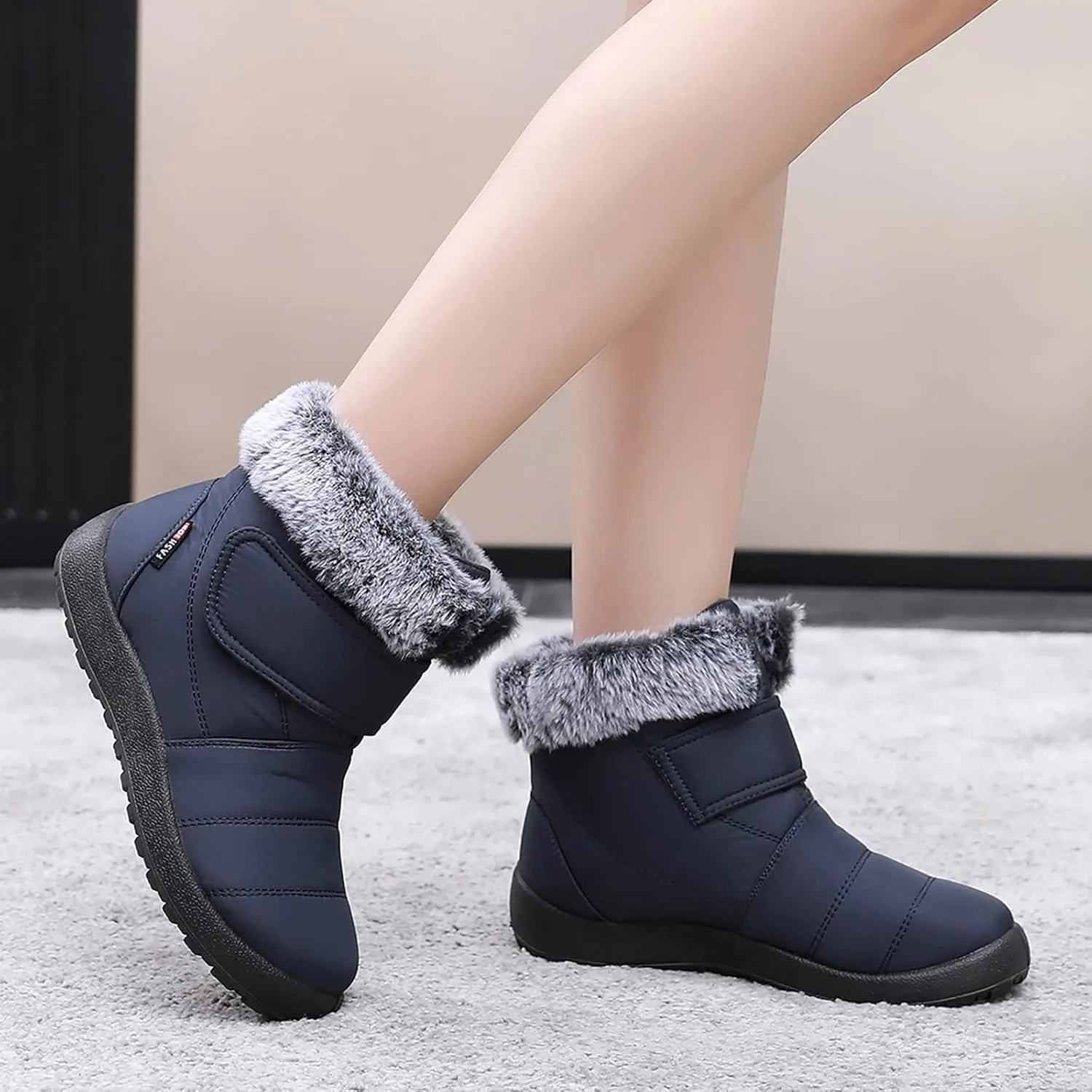 Winter Boots for Women Warm Fur Lined Boots Waterproof Non Slip Outdoor Boot Hook Loop Fashion Womens Booties