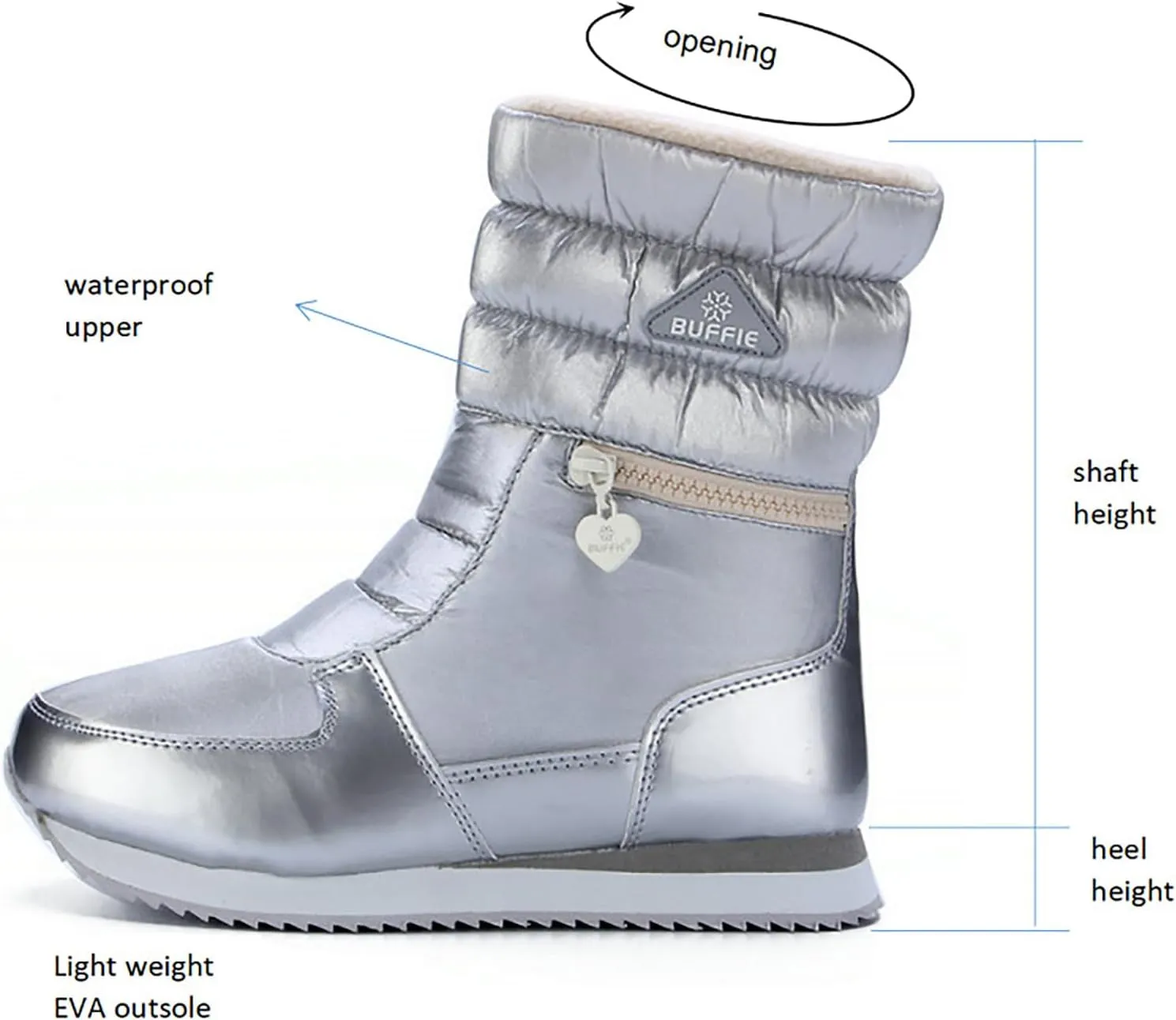 Winter Boots for Women Warm Fur Lined Zipper Platform Comfy Anti-slip Outdoor Waterproof Slip On Snow Boots