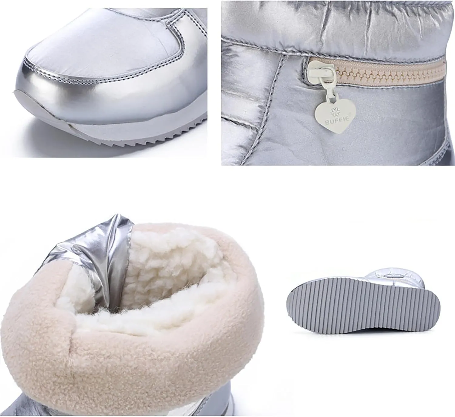 Winter Boots for Women Warm Fur Lined Zipper Platform Comfy Anti-slip Outdoor Waterproof Slip On Snow Boots