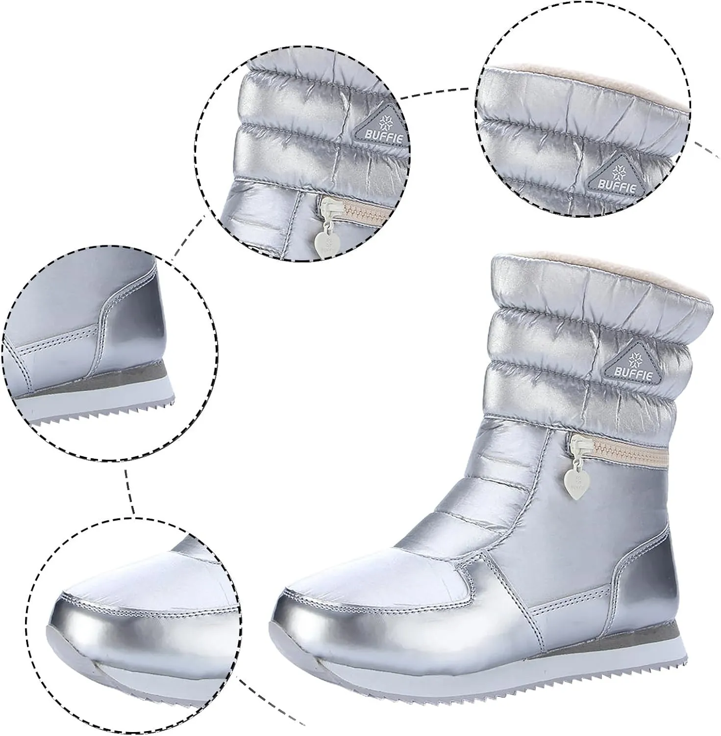 Winter Boots for Women Warm Fur Lined Zipper Platform Comfy Anti-slip Outdoor Waterproof Slip On Snow Boots