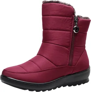 Winter Boots for Women Warm Fuzzy Fur Lined Ankle Boots Women Anti Slip Waterproof Side Zip Comfy Outdoor Boots
