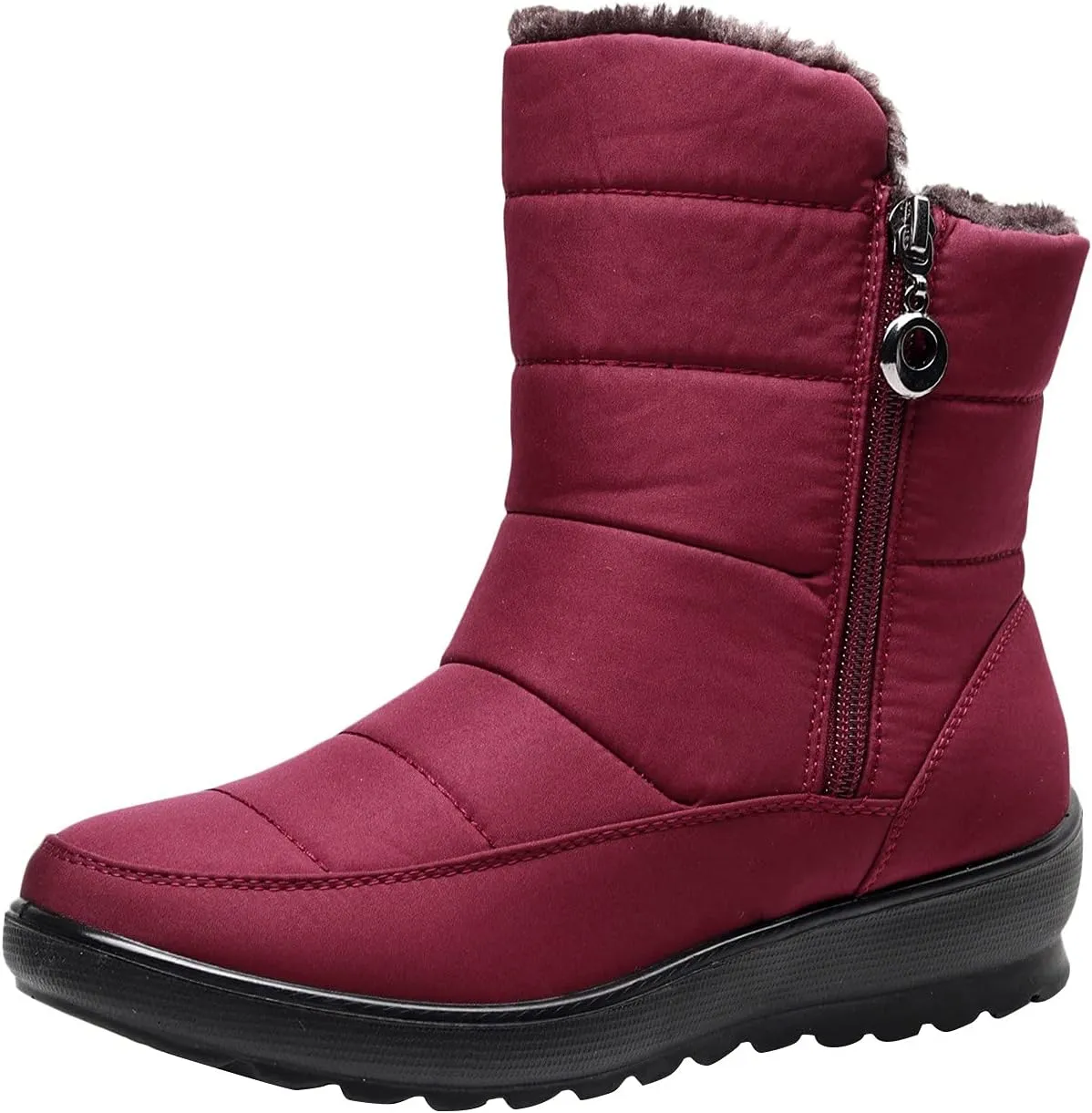Winter Boots for Women Warm Fuzzy Fur Lined Ankle Boots Women Anti Slip Waterproof Side Zip Comfy Outdoor Boots