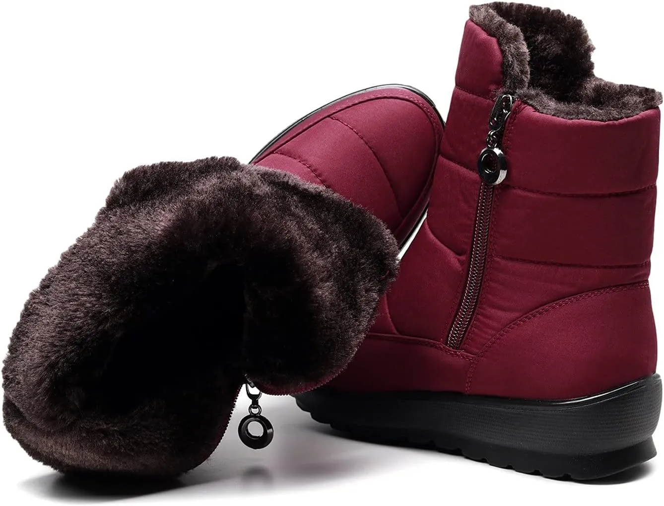 Winter Boots for Women Warm Fuzzy Fur Lined Ankle Boots Women Anti Slip Waterproof Side Zip Comfy Outdoor Boots