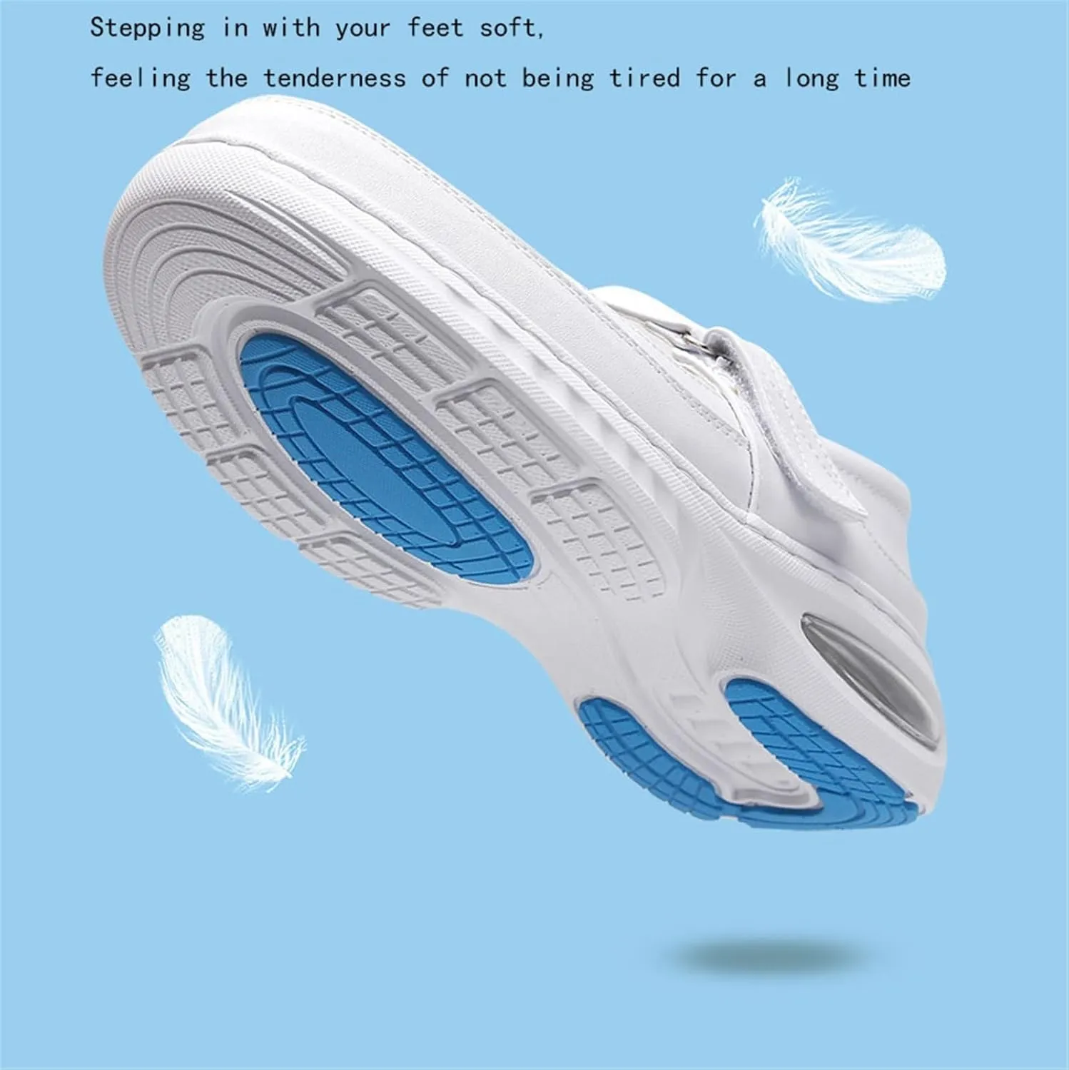 Women Moccasins Shoes, Women's Leather White Adjustable Orthopedic Slip-On Breathable Nurse Shoes, Air Cushion Non Slip Nursing Walking, for Hospital, Nurse, Doctors,Teacher
