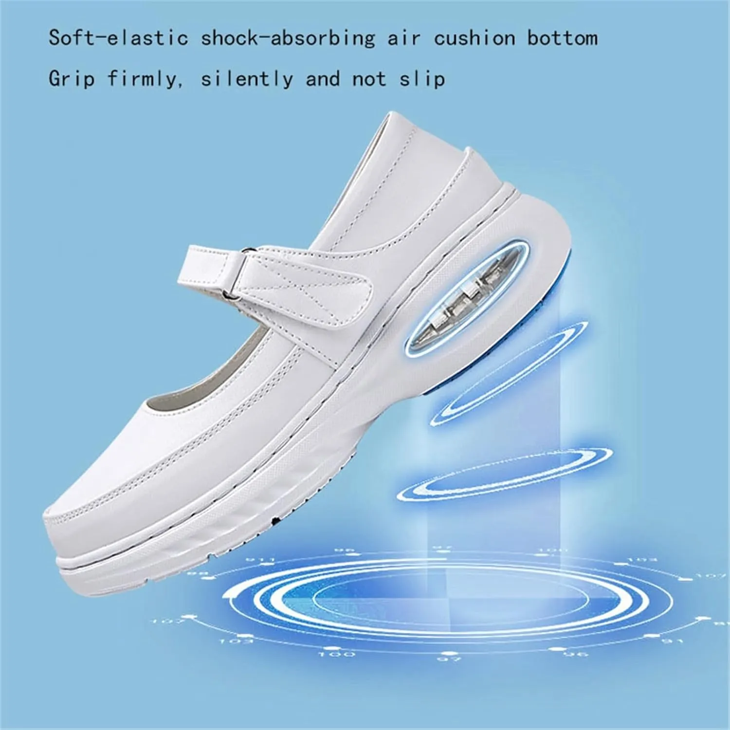 Women Moccasins Shoes, Women's Leather White Adjustable Orthopedic Slip-On Breathable Nurse Shoes, Air Cushion Non Slip Nursing Walking, for Hospital, Nurse, Doctors,Teacher