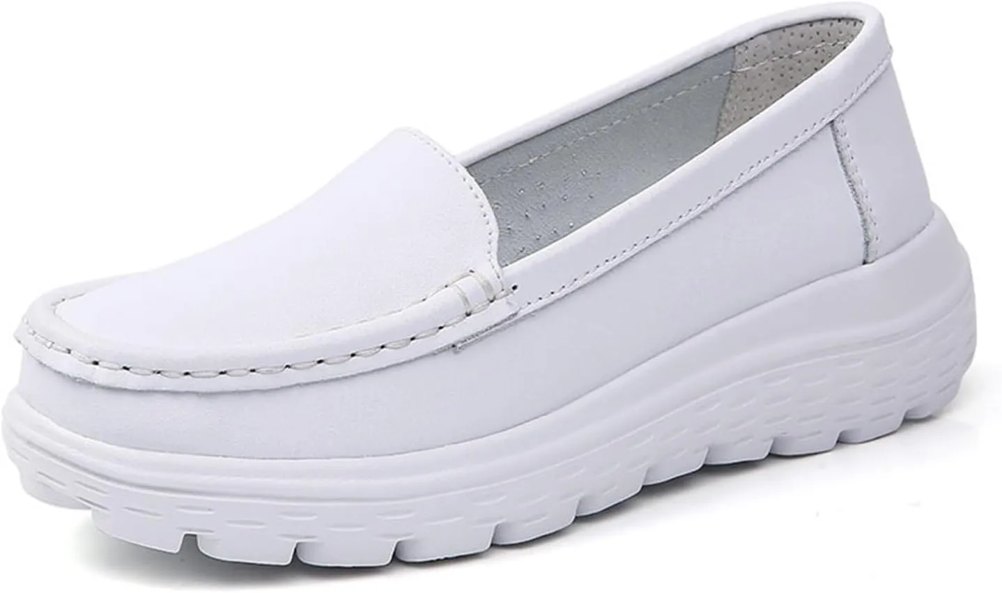 Women Nurse Shoes, Women's Air Cushion Slip-On Non-Slip Breathable Leather Nurse Shoes, Lightweight Comfortable Healthcare Orthopedic Shoes, Ideal for Nurse Healthcare Crews