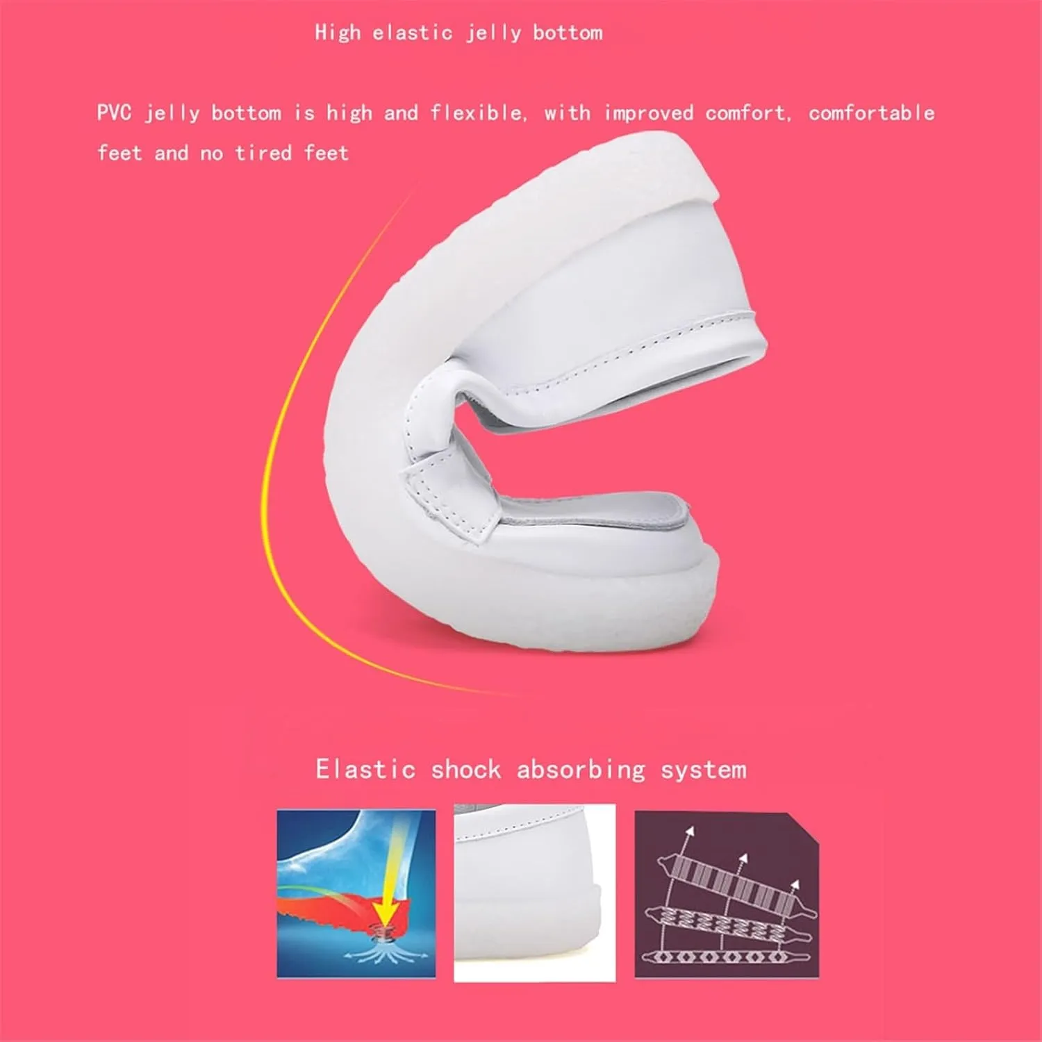 Women Nurse Sneakers, Womens White PU Leather Slip-On Breathable Flat Nurse Work Shoes, Slip Resistant Platform Orthopedic Non Tiring Feet, for Hospital Nurse Doctors Work