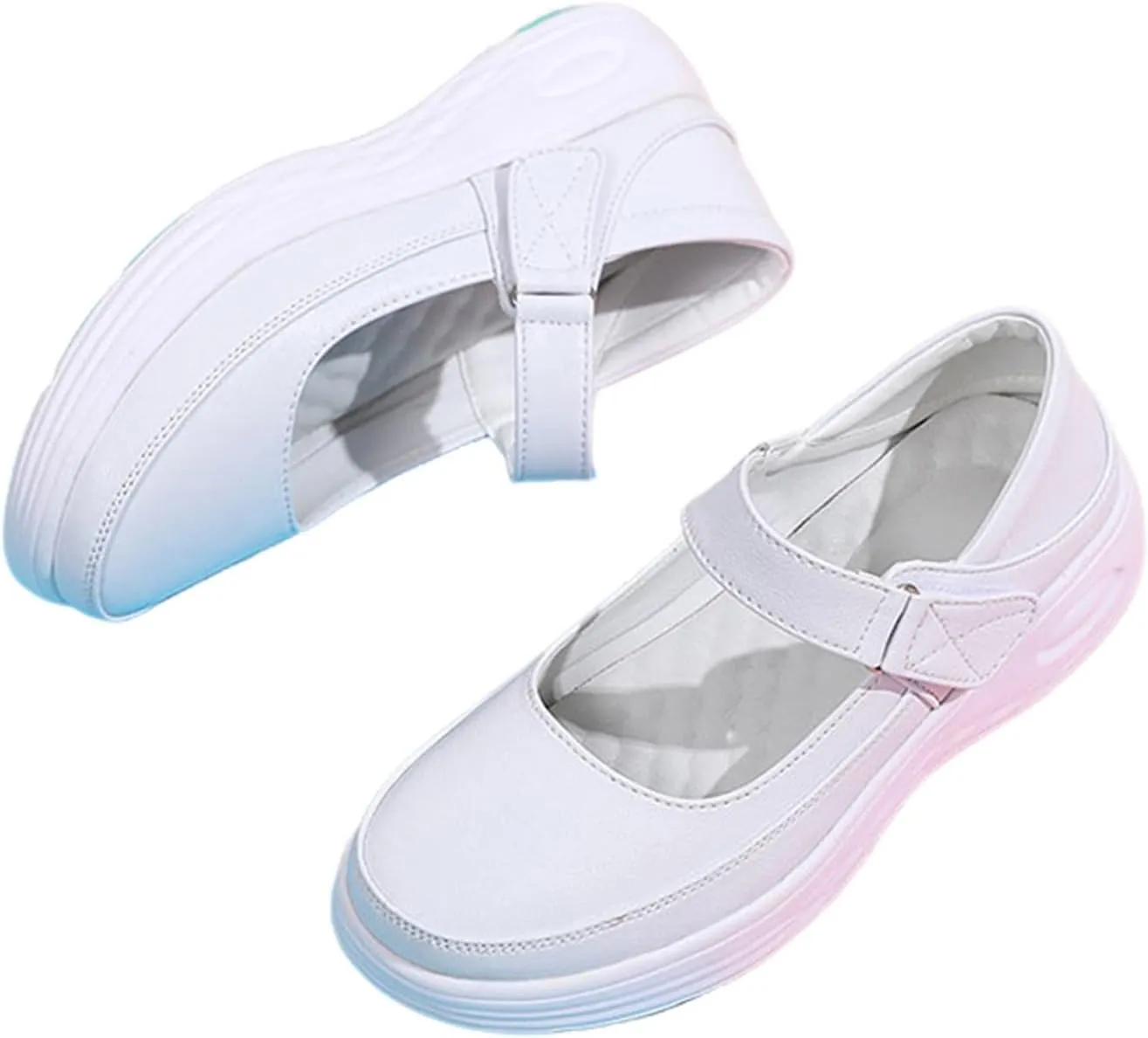 Women Orthopedic Nurse Sneakers, Women's Adjustable Slip-On Air Cushion Leather Nurse Walking Shoes, Casual Thick Bottom Boats Driving Shoes, Ideal for Nurse Healthcare Crews
