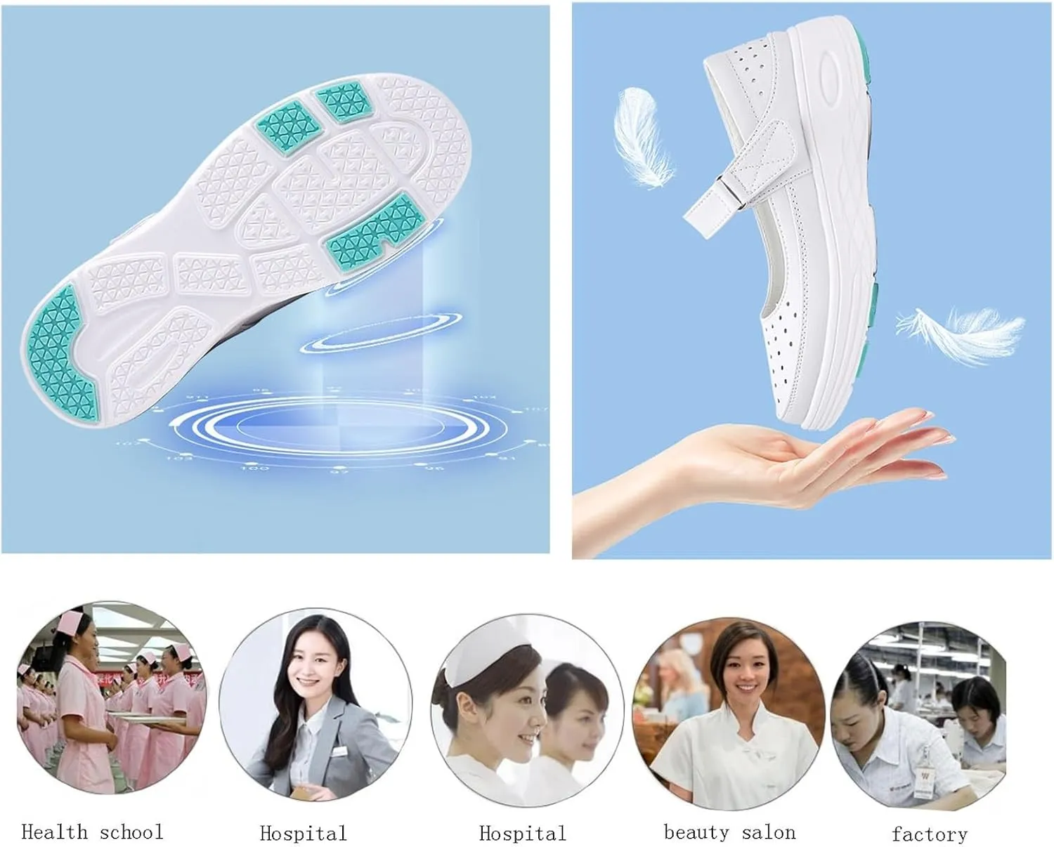 Women Orthopedic Nurse Sneakers, Women's Adjustable Slip-On Air Cushion Leather Nurse Walking Shoes, Casual Thick Bottom Boats Driving Shoes, Ideal for Nurse Healthcare Crews
