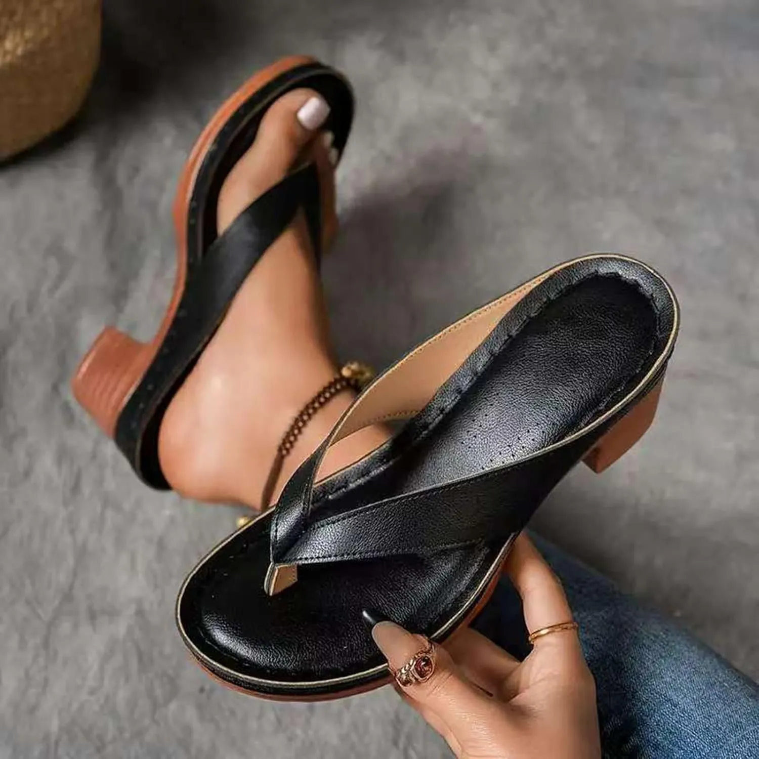 Womens Chunky Low Heels Slides Sandals, Comfortable Open Toe Heeled Sandals Strappy Block Heels Dress Shoes for Wedding Bridal Evening Party Prom