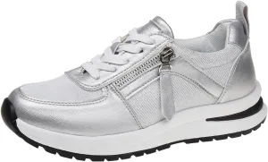 Womens Fashion Sneakers Shoes Slip on Lightweight Casual Tennis Shoes with Side Zipper Thick Sole Lace up Business Shoe Non Slip Arch Support Outdoor Breathable Comfortable Walking Loafers