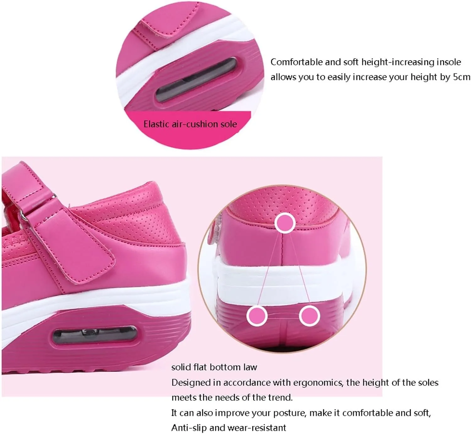 Women's Nursing Shoes, Women Casual Adjustable Non-Slip Height Increase Work Nurse Shoes, Lightweight Orthopedic Lightweight Nursing Shoes, Ideal for Nurse Healthcare Crews
