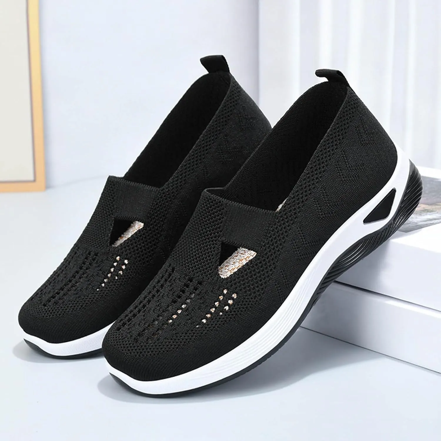 Womens Orthopedic Casual Loafers Slip On Walking Shoes with Arch Support Comfortable Sneakers Plantar Fasciitis Relief Foot Heel Pain Diabetic