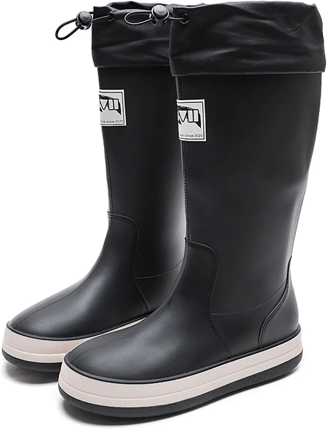 Womens Rain Boots Tall Waterproof Mens Grounded Footwear Lace Up Fall Booties 2024 Low Heel Slip On Barefoot Shoes Women's Ankle Rain Boots Rubber Fishing Deck