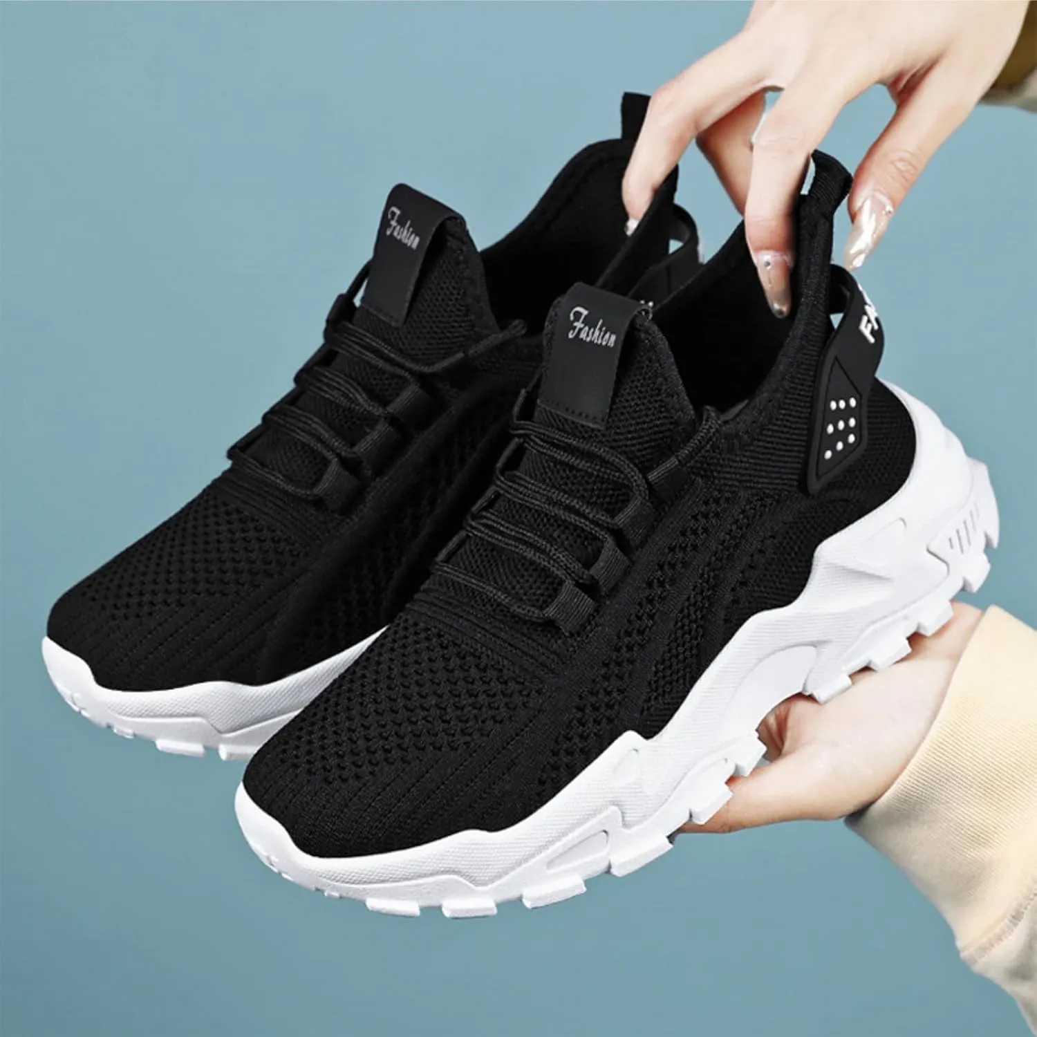 Womens Running Shoes Walking Tennis Sneakers Slip on Casual Stylish Lightweight Breathable Soft Stretch Sole Mesh Lace up Comfortable Outdoor Workout Training Sports Work Shoes Daily Wear Loafers