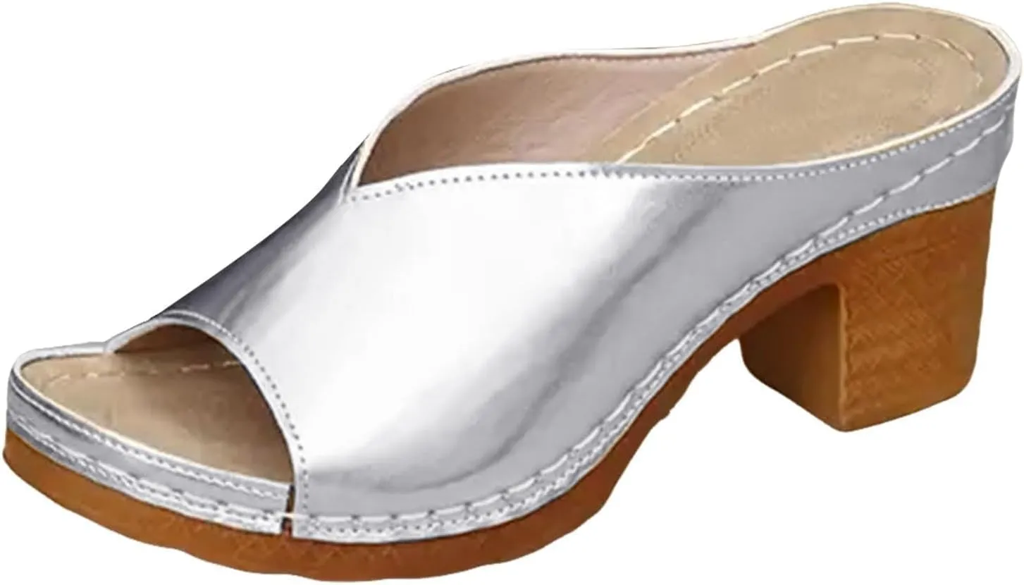 Womens Sandals Platform Chunky Heels Sandals 2025 Summer Block Open Toe for Women Dress Party Wedding Shoes Classic Casual Slip on Dressy Shoes 2025