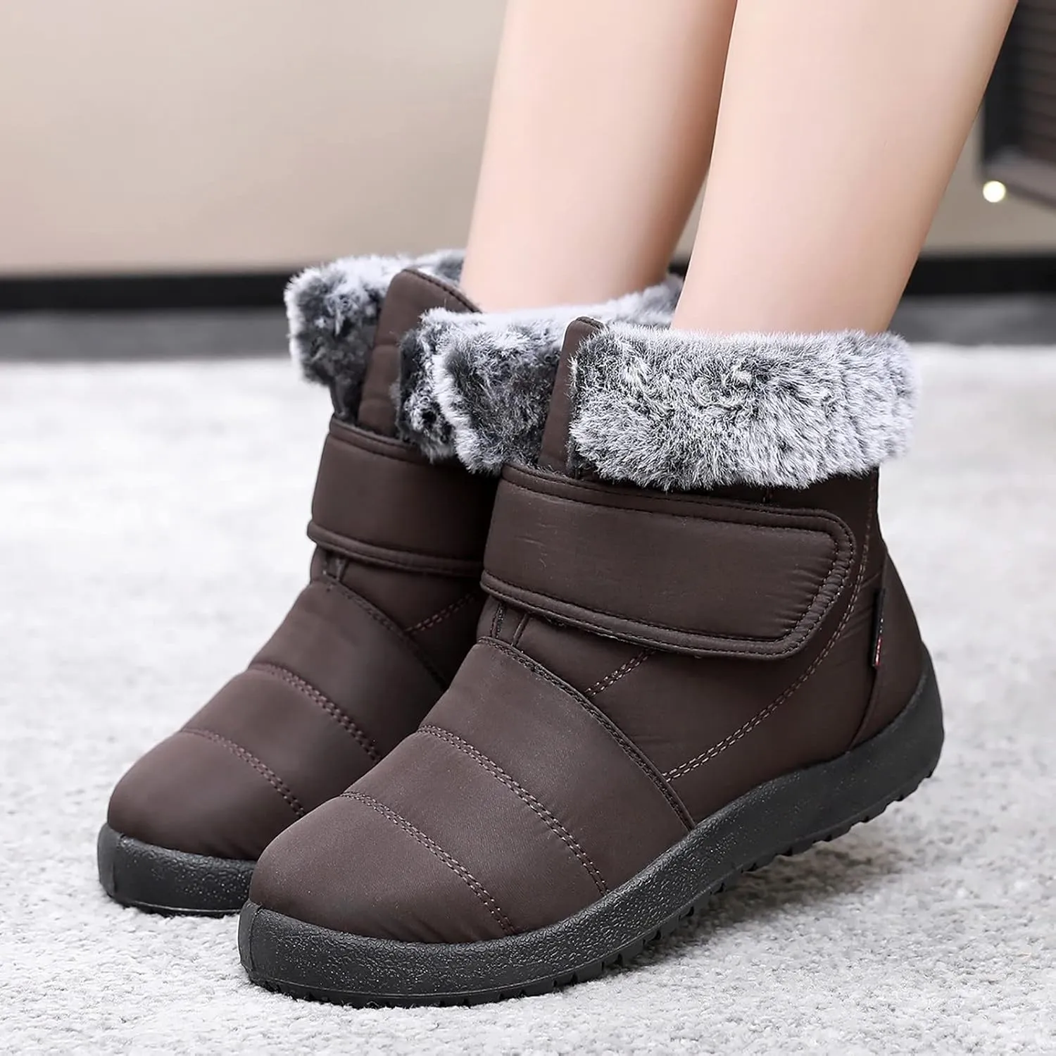 Women's Snow Boots Size 9 All Black Snow Boots for Women Winter Boots Waterproof Cold Weather Womens Hiking Boots Waterproof Size 11 Botas Mujer Invierno