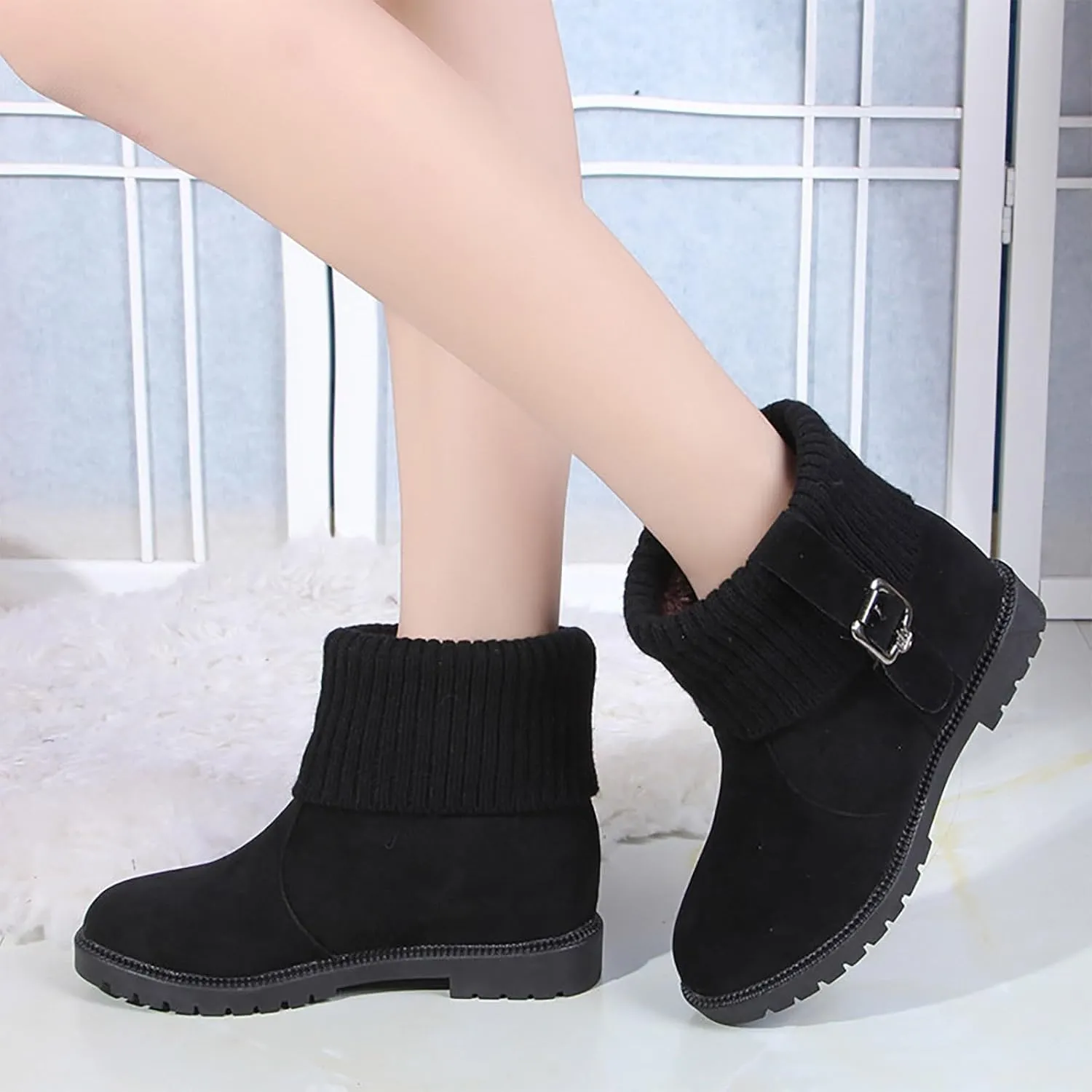 Womens Snow Boots Warm Fur Lined Ankle Booties Hiking Trekking Trail Climbing Shoes Anti-Slip Waterproof Working Outdoor Boot