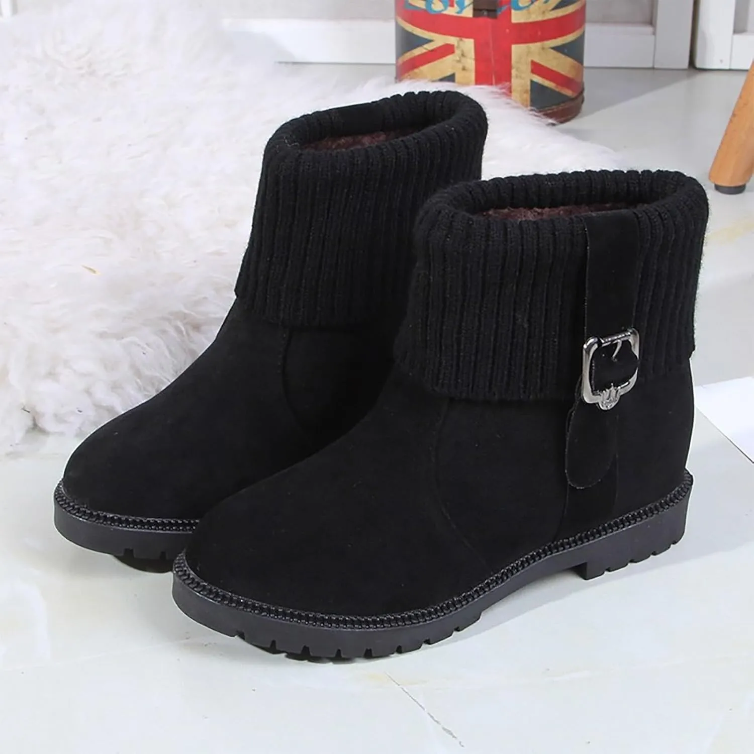 Womens Snow Boots Warm Fur Lined Ankle Booties Hiking Trekking Trail Climbing Shoes Anti-Slip Waterproof Working Outdoor Boot
