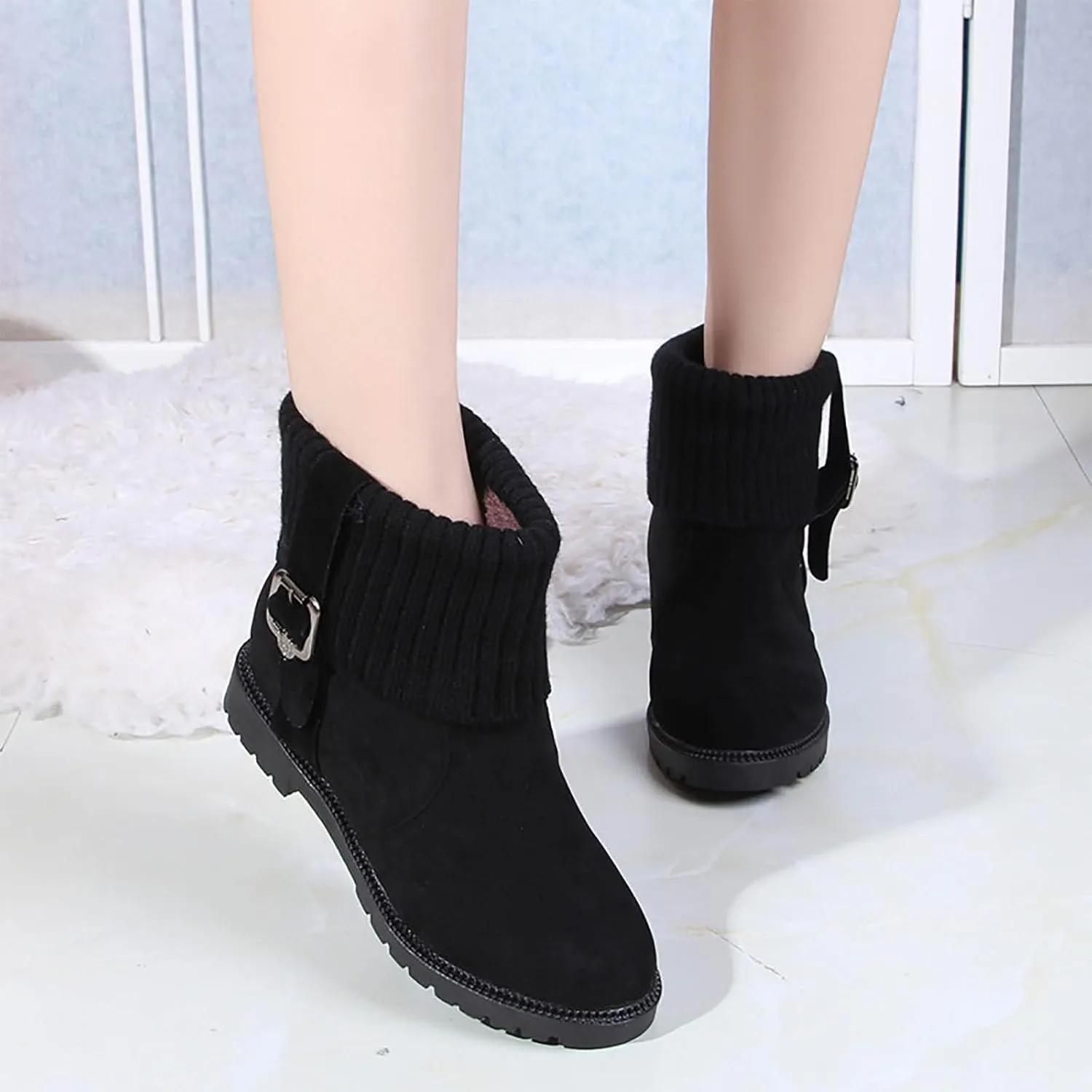 Womens Snow Boots Warm Fur Lined Ankle Booties Hiking Trekking Trail Climbing Shoes Anti-Slip Waterproof Working Outdoor Boot
