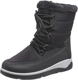 Womens Snow Boots Waterproof Insulated Mid Calf Non Slip Snow Boots for Women Wide Womens Winter Boots Size 8 Wide Black Waterproof Non Slip Work Boots for Women Botas De Mujer Para Invierno Y Ancho