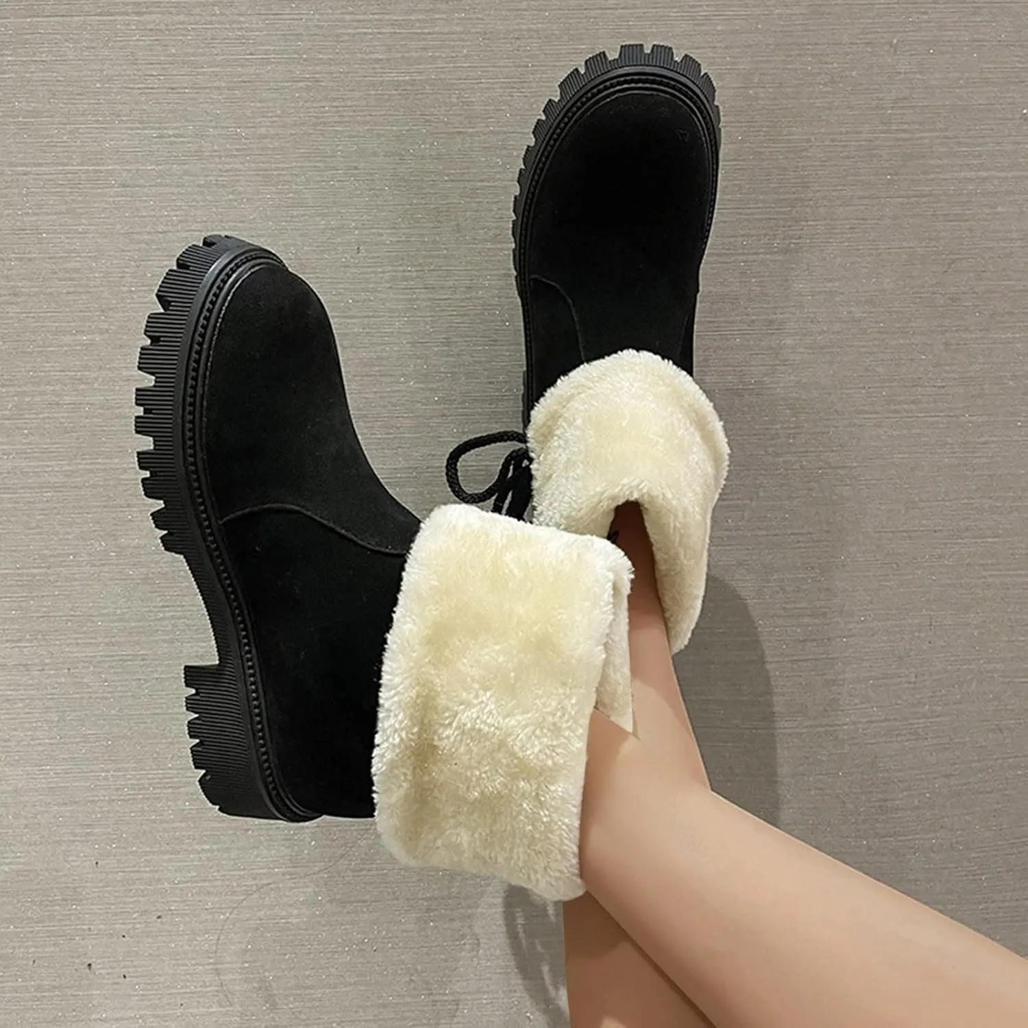 Womens Snow Boots Winter Ankle Boots for Women 2024 White Winter Boots Botas De Invierno Para Mujer Tall Winter Boots for Women Wide Calf of Today