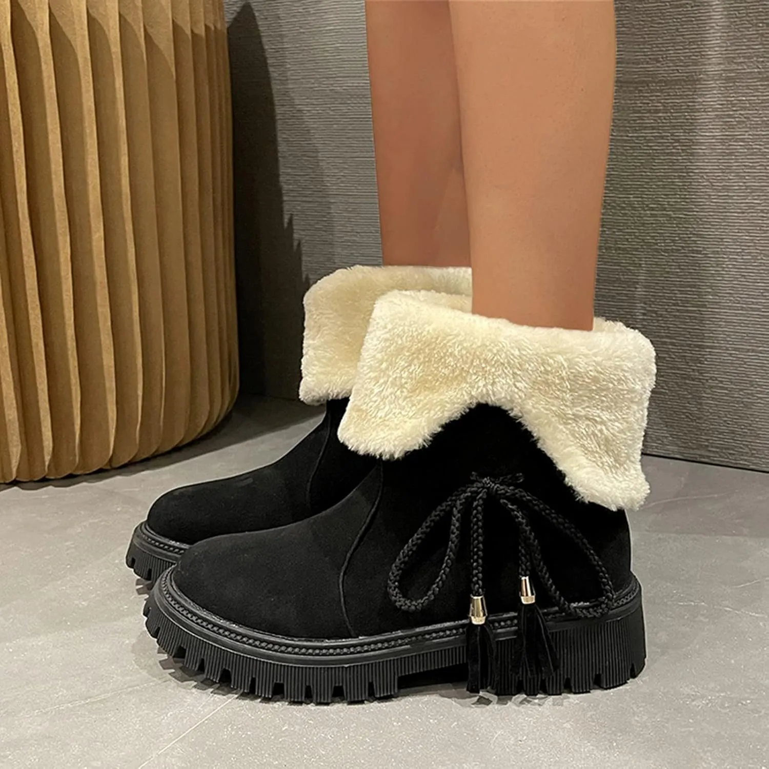 Womens Snow Boots Winter Ankle Boots for Women 2024 White Winter Boots Botas De Invierno Para Mujer Tall Winter Boots for Women Wide Calf of Today