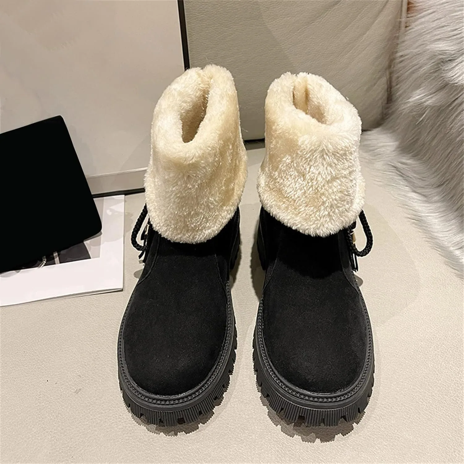 Womens Snow Boots Winter Ankle Boots for Women 2024 White Winter Boots Botas De Invierno Para Mujer Tall Winter Boots for Women Wide Calf of Today