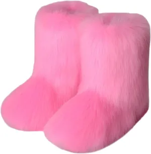 Womens Waterproof Winter Boots Slip on Womens Winter Snow Boots Warm Fur Lined Anti-Slip Ankle Womens Side Zipper Waterproof Winter Boots Outdoor Boots Women Botas De Mujer Para El Frio Con Tacon