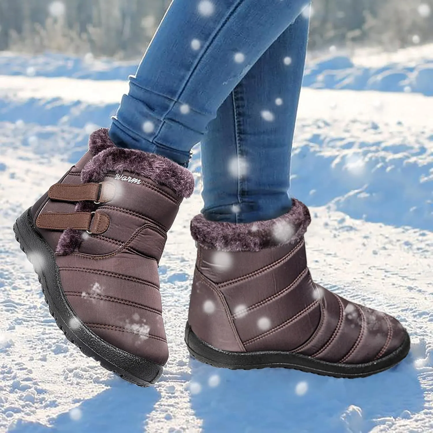 Women's Wide Width Go Snow Boots Womens Boots Winter Waterproof Tall Women's Snow Boots Size 12 Waterproof Comfortable Walking Boots Women Botas Con Casquillo Y Contra El Agua Para Mujer De Trabajo