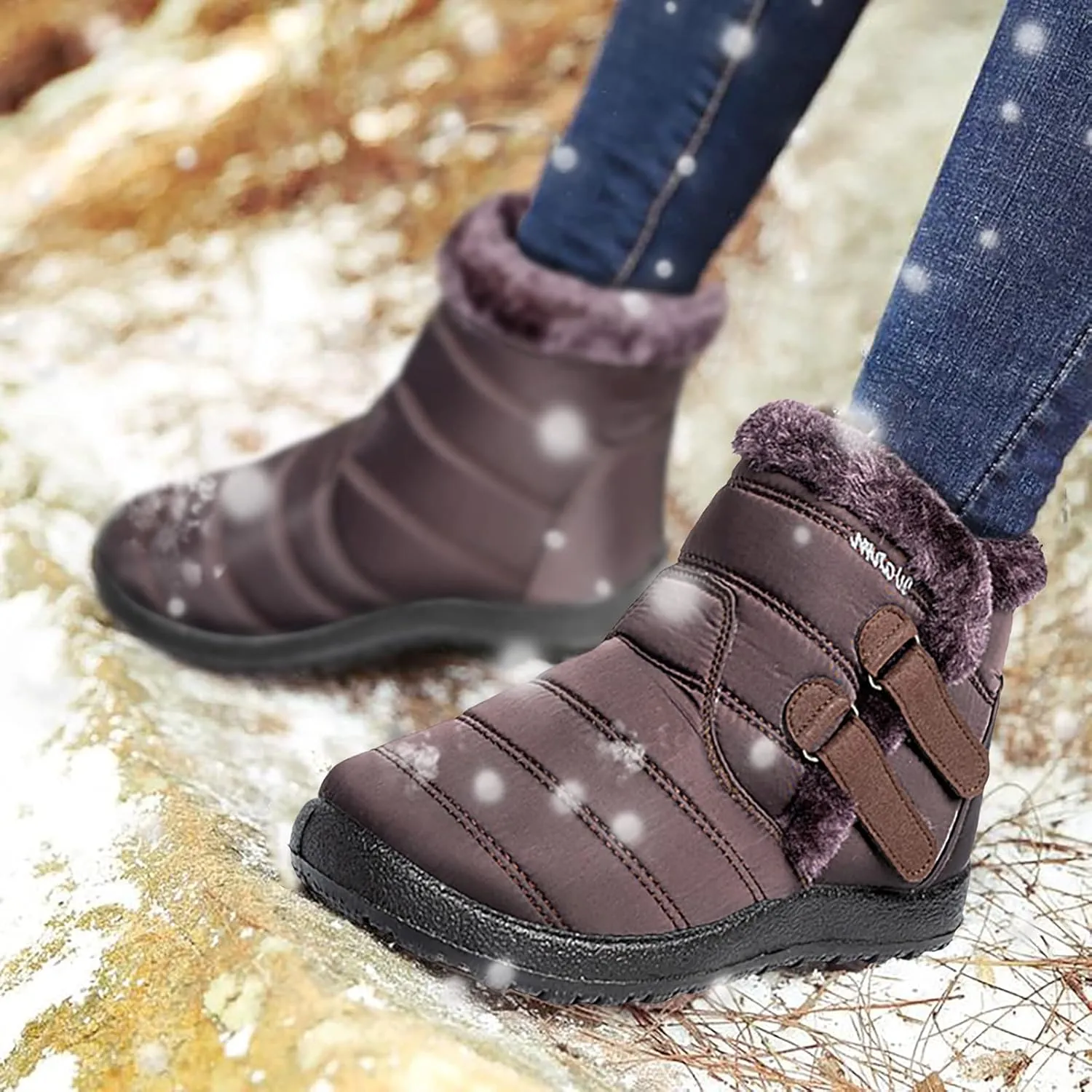 Women's Wide Width Go Snow Boots Womens Boots Winter Waterproof Tall Women's Snow Boots Size 12 Waterproof Comfortable Walking Boots Women Botas Con Casquillo Y Contra El Agua Para Mujer De Trabajo