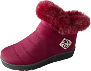 Womens Winter Snow Boots Fur Lined Warm Winter Boots Ankle Booties Waterproof Snow Boots Slip On Boots