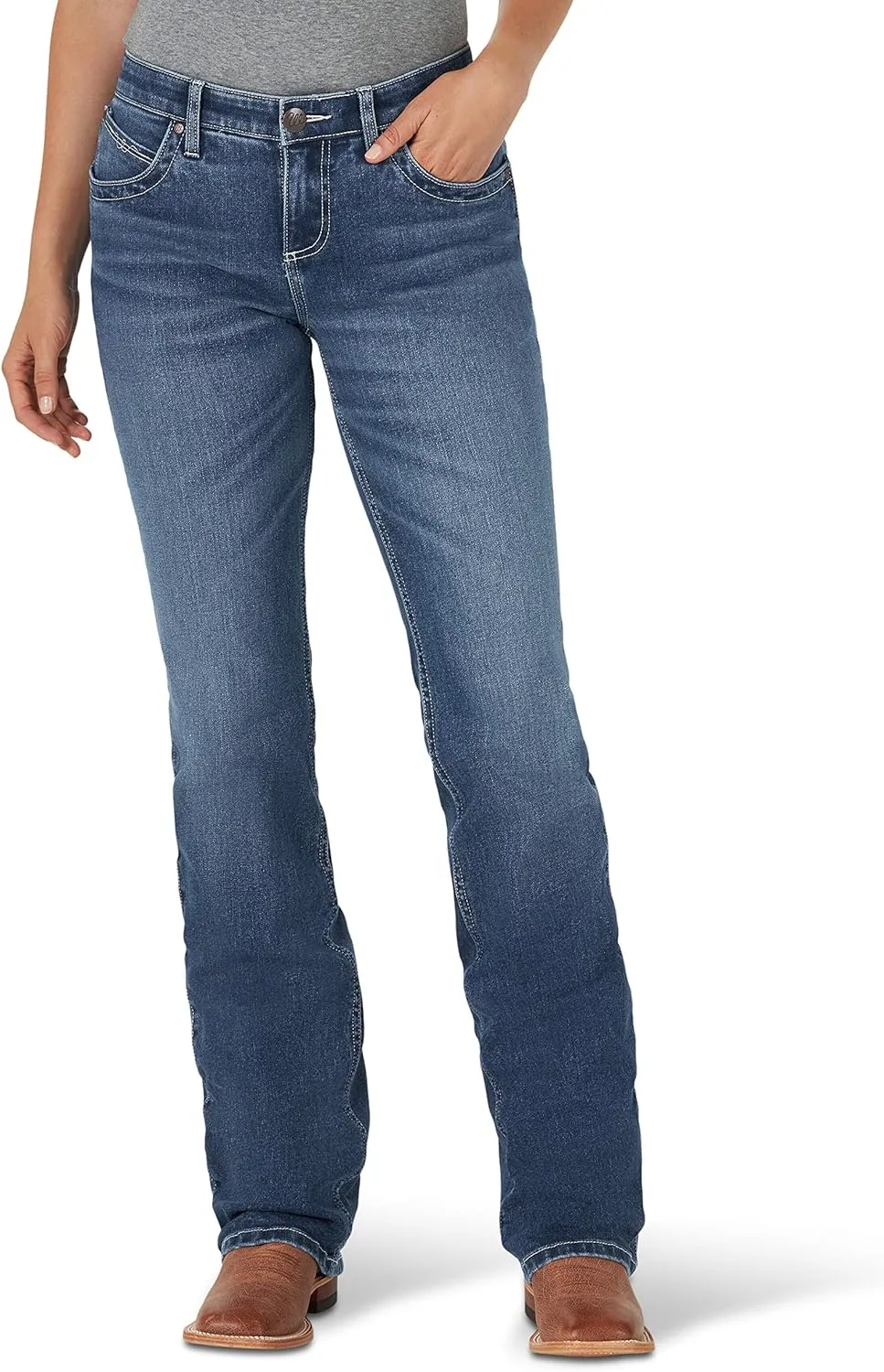 Wrangler Women's Q-Baby Mid Rise Boot Cut Ultimate Riding Jean-Discontinued