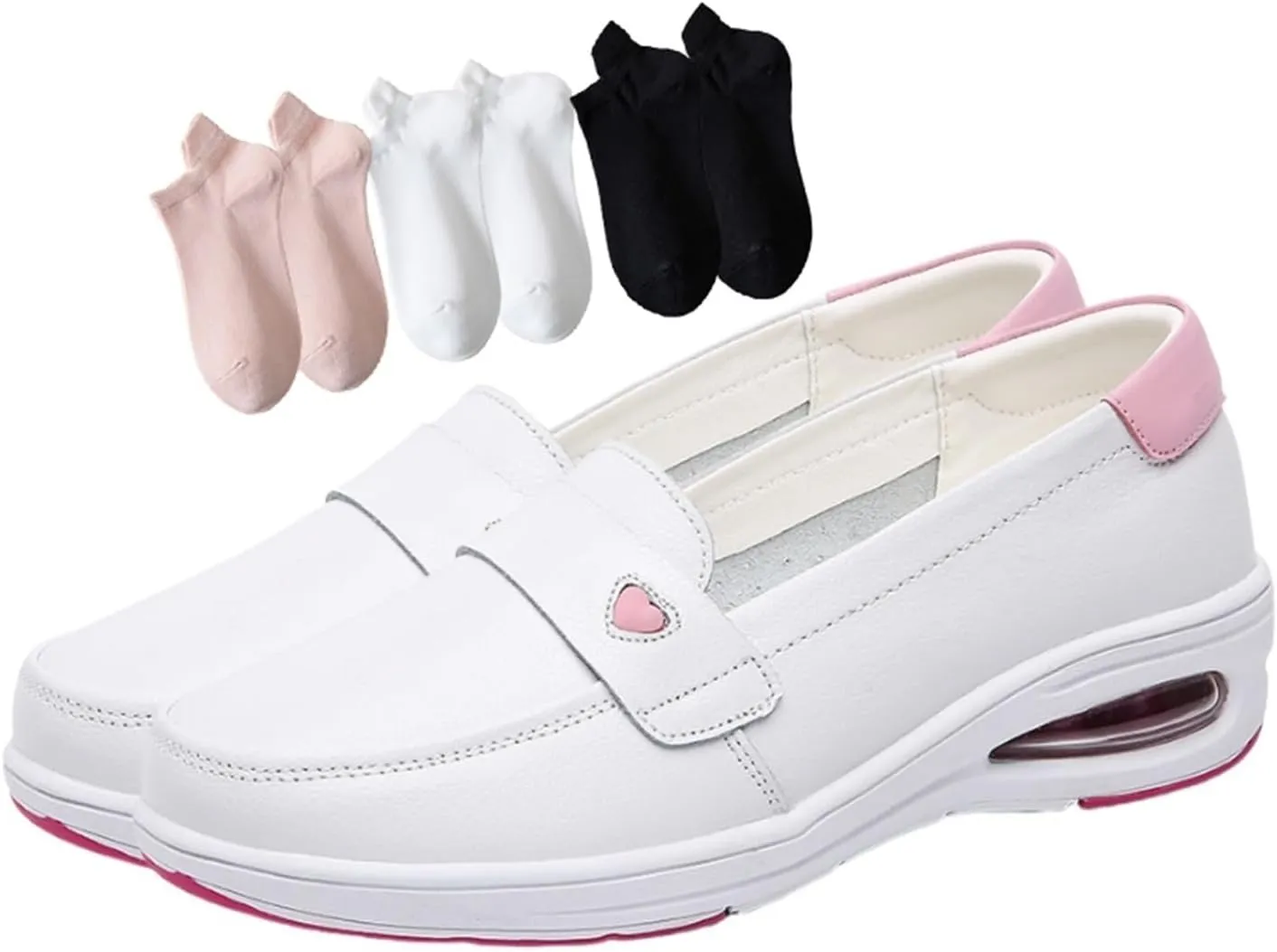 Yytcsjz Women Nurse Working Shoes, Womens Orthopedic Breathable Comfortable Slip-On Nurse Shoes, with Low Socks Flat Boat Line 3 Pairs, Casual Walking Driving Shoes