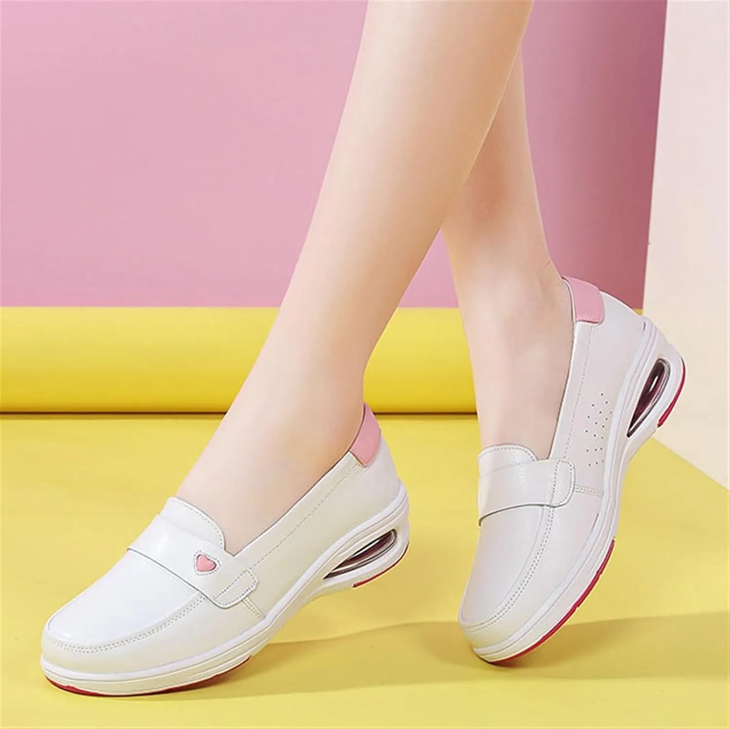 Yytcsjz Women Nurse Working Shoes, Womens Orthopedic Breathable Comfortable Slip-On Nurse Shoes, with Low Socks Flat Boat Line 3 Pairs, Casual Walking Driving Shoes