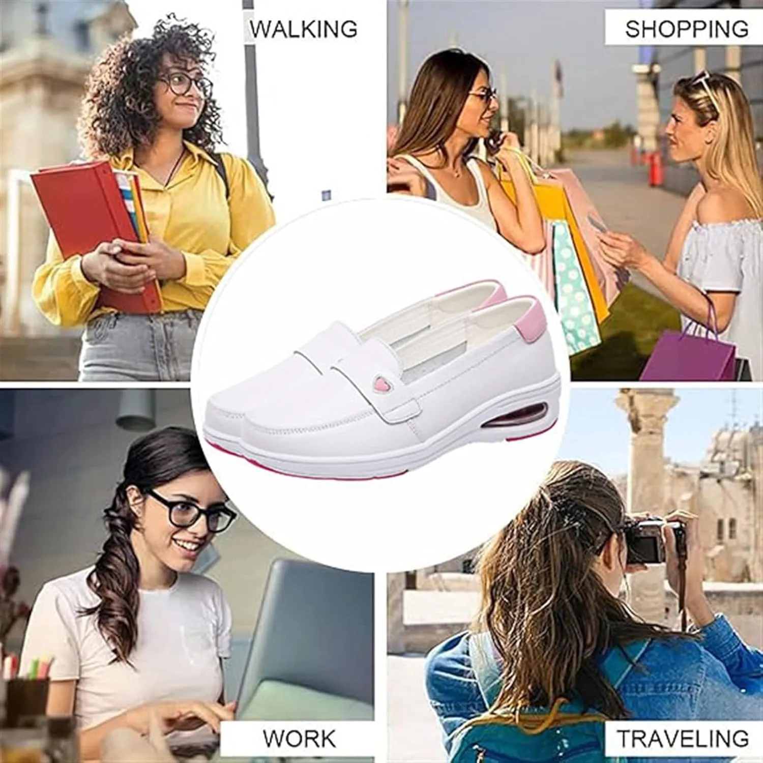 Yytcsjz Women Nurse Working Shoes, Womens Orthopedic Breathable Comfortable Slip-On Nurse Shoes, with Low Socks Flat Boat Line 3 Pairs, Casual Walking Driving Shoes